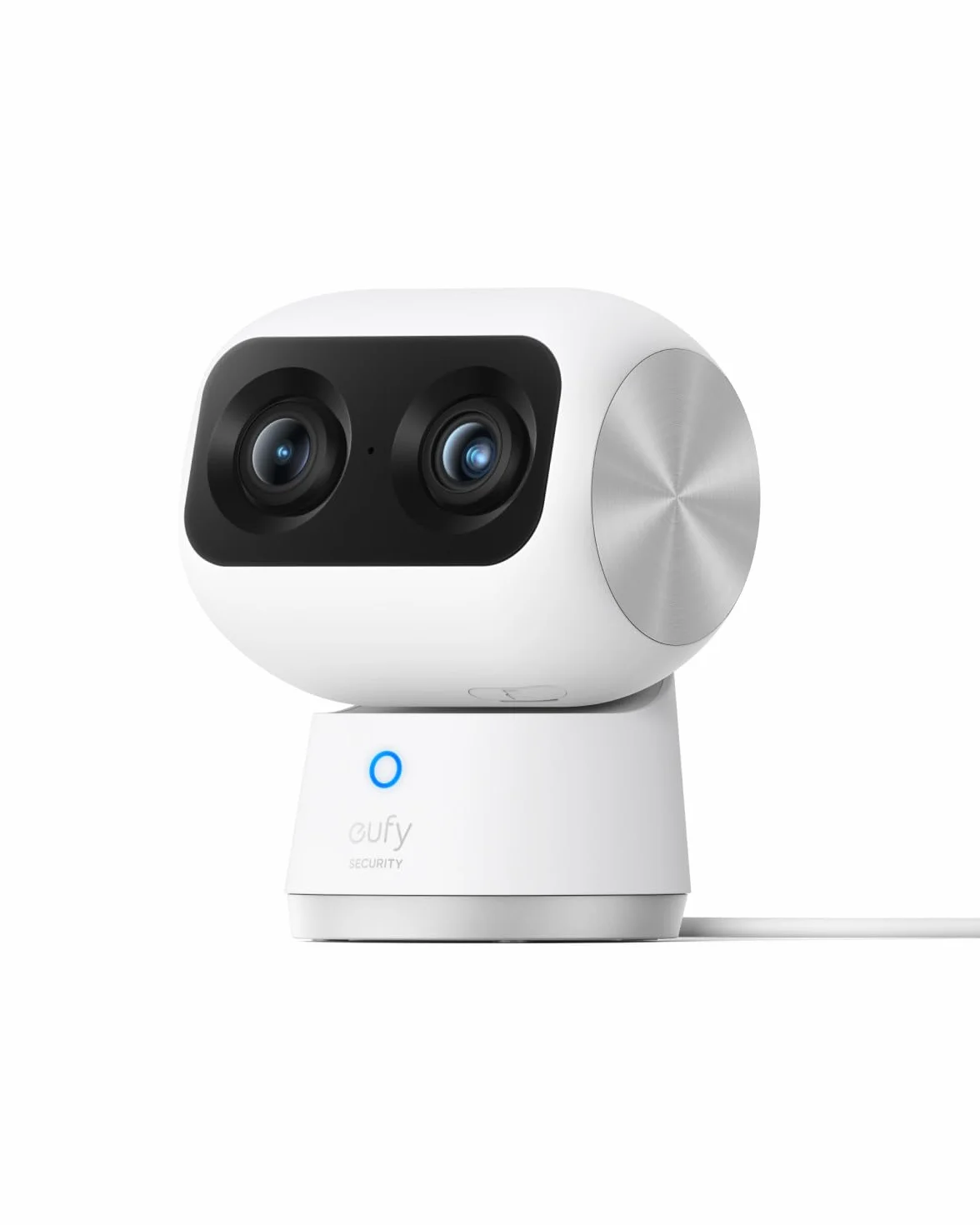 eufy Security Indoor Cam S350, telecamera con due obiettivi di sicurezza con risoluzione 4K UHD con zoom 8× e PTZ a 360°, ideale per baby monitor/telecamera per animali domestici/sicurezza domestica