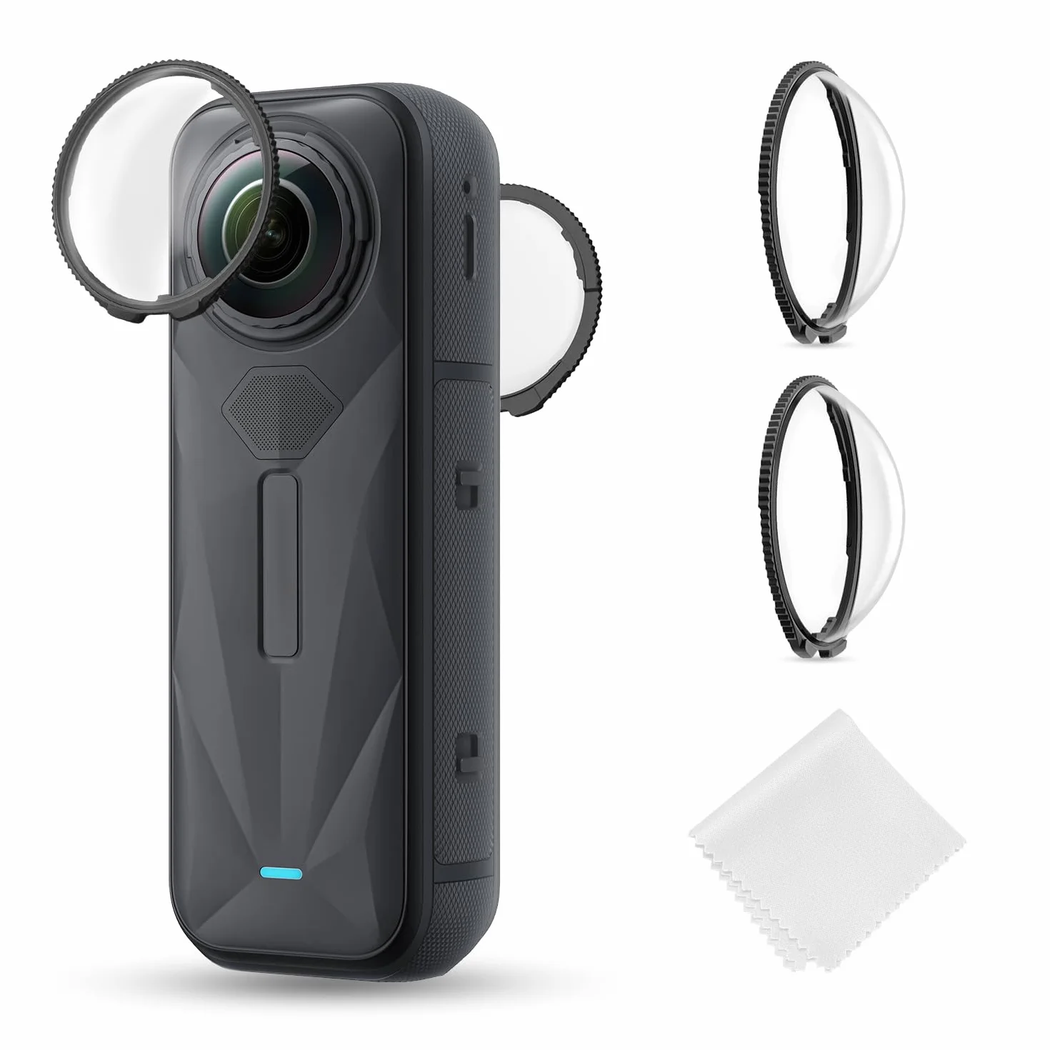 K&F Concept Premium Lens Guards compatibile con Insta360 X5, Copertura Protettiva della Lente in Vetro Ottico Temperato ad Alta Trasparenza, Kit di Sostituzione del Tappo Antigraffio Multi-Coated