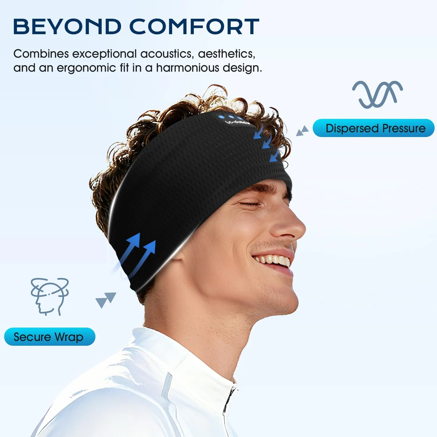 LC-dolida Cuffie Bluetooth con Archetto per Dormire e Sport, Fascia per Cuffie Sportive Maschera del Sonno, Fascia Musicale per Sportivo, Jogging, Yoga, Viaggio, Argento
