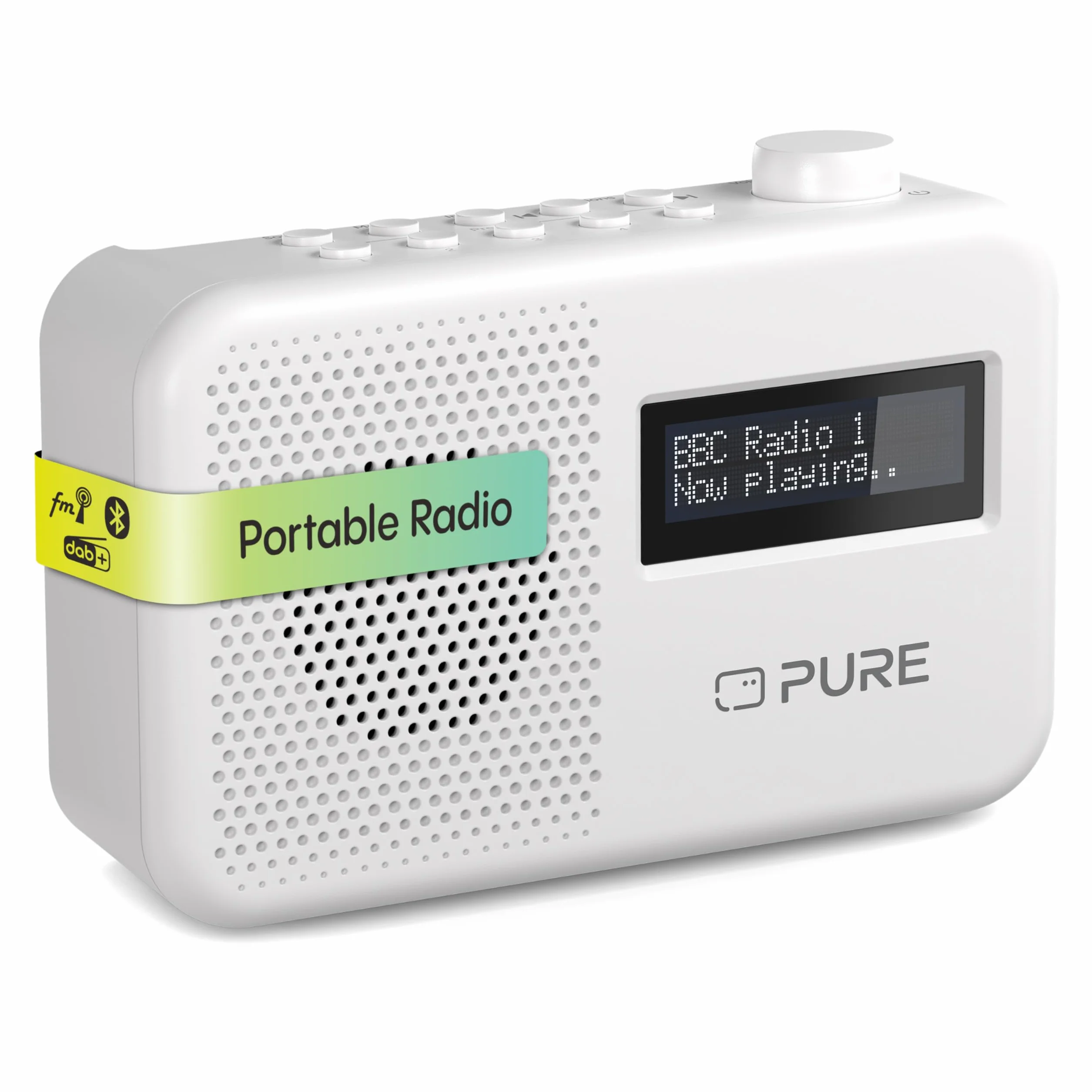 Pure Elan One2 Radio Portatile DAB+/FM Bluetooth 5.1 LCD Bianco Cotone