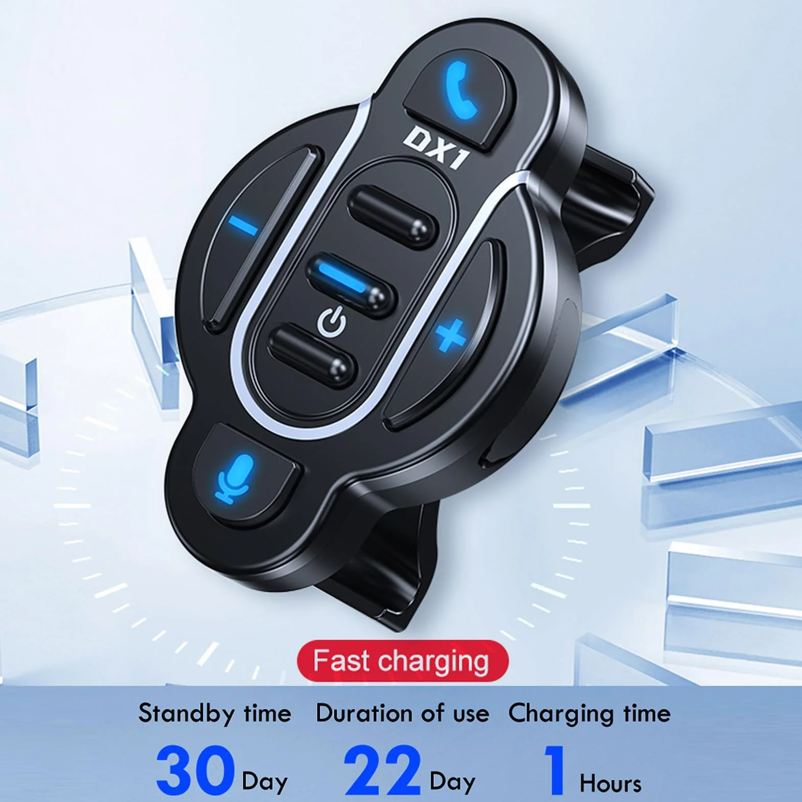 Docooler Controllore BT moto telecomando manubrio impermeabile controllore chiamata/musica assistente vocale, tasti multimediali telecomando per bicicletta elettrica moto