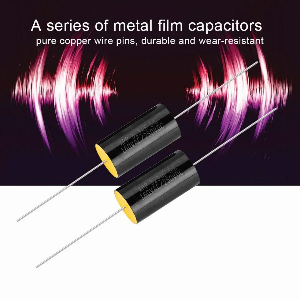 2Pezzi Resistori Elettronici per Film Metallici, Condensatori Elettrolitici 1uF/2.2uF/3.3uF audio HIFI Divisore Crossover con Perno filo di rame puro per auto treble (3.3uF)