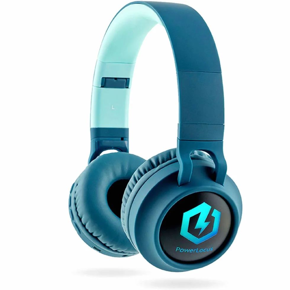 PowerLocus Cuffie Bluetooth per Bambini, Cuffie Over-Ear Senza-Fili per Bambini, Limitatore audio a 85 dB, con LED, Pieghevole, Con Microfono, Micro SD, Sacchetto da Trasporto per Viaggio/Telefono/PC