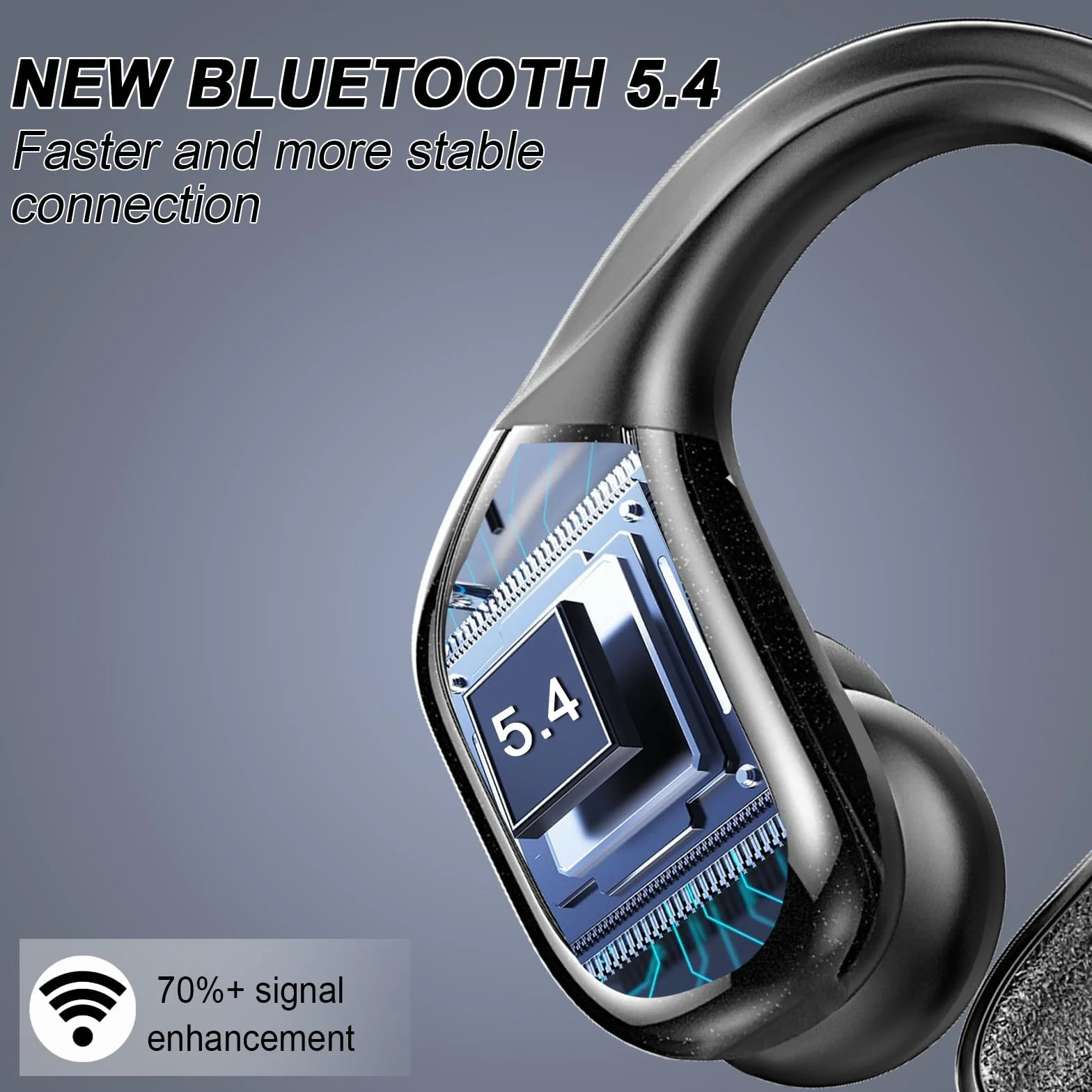 Cuffie Bluetooth Sport 5.4 con 4 ENC Mics, IP7 Impermeabili, Display LED, Senza Filo per Palestra Running