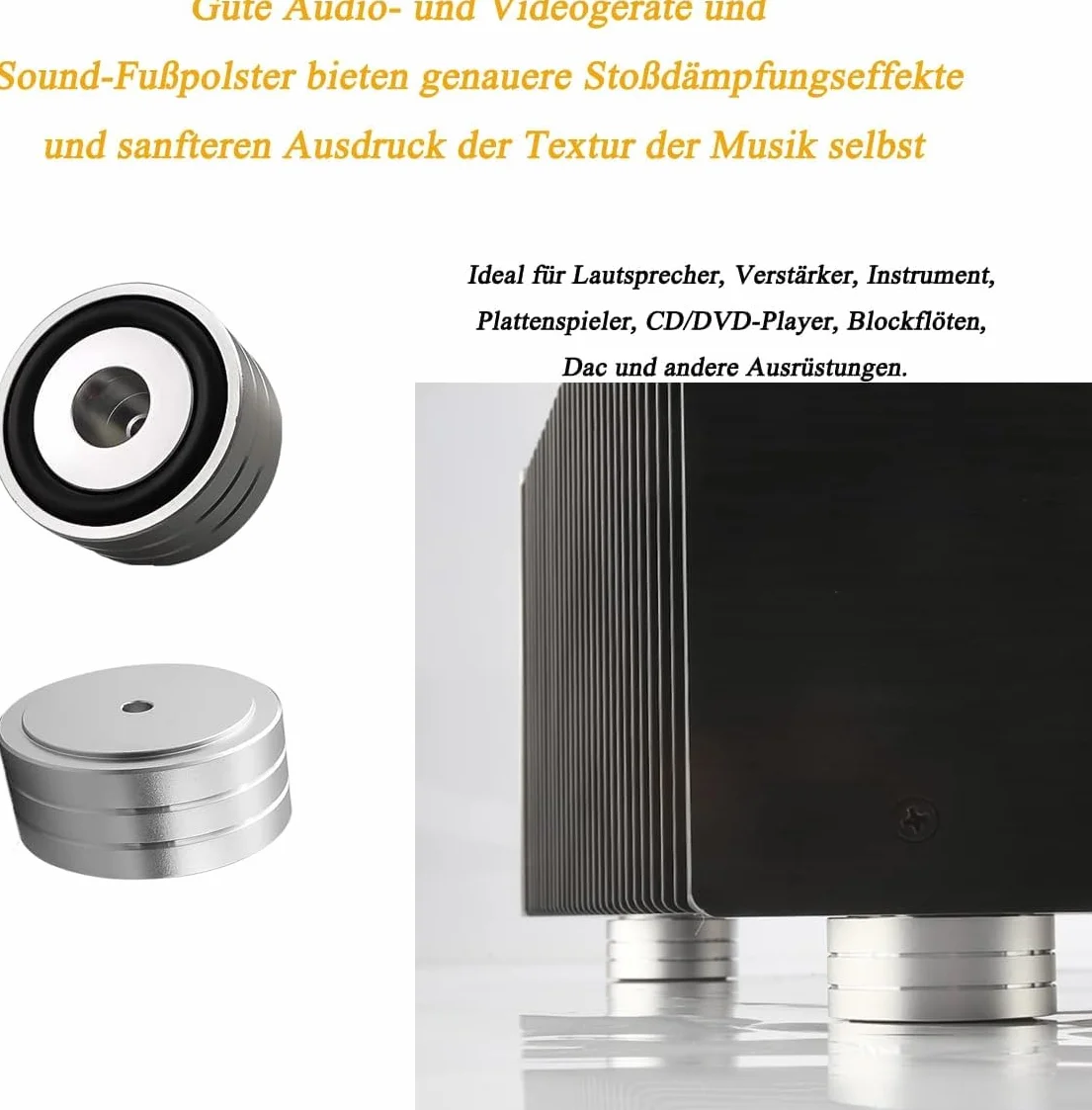 Piedini per altoparlante ammortizzatori di risonanza subwoofer HiFi 4 pezzi argento