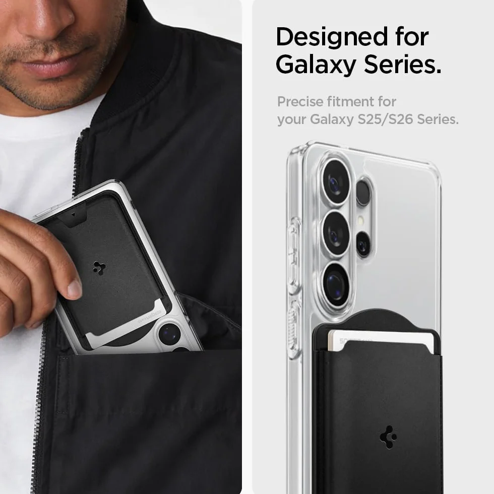 Spigen Valentinus MagFit Portafoglio Magnetico Compatibile con Samsung Galaxy S26 & S25 Serie, S25 Edge e Z Fold 7 - Nero