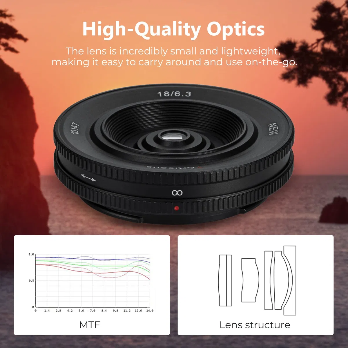 7artisans 18mm F6.3 II UFO Obiettivo, compatibile con fotocamere mirrorless Fuji X-Mount X-M1 X-M2 X-H1 X-T1 X-T10 X-T2 X-T20 X-T3 X-T4 X-T100 X-T200 X-T30 X-Pro1 Pro2 X-Pro. 3 X-E1 X-E2 X-E2S