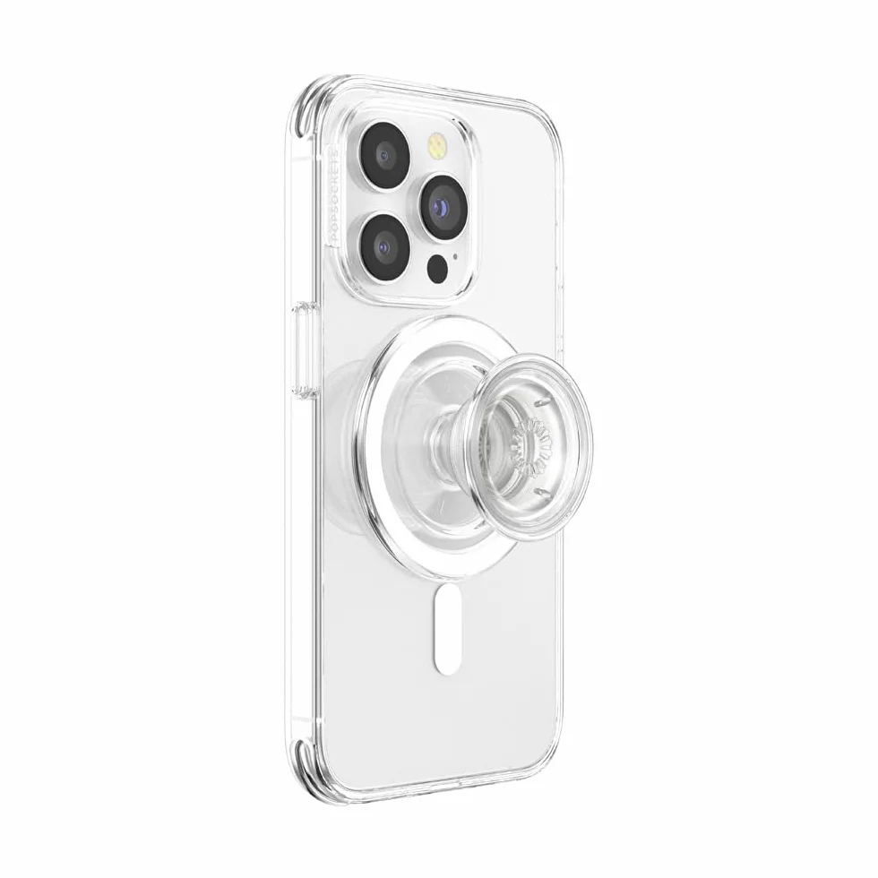 PopSockets: PopGrip Round per Magsafe - Anello Adattatore per MagSafe Incluso - Supporto e Impugnatura per Telefoni Cellulari e Custodia con un Top Intercambiabile - Clear
