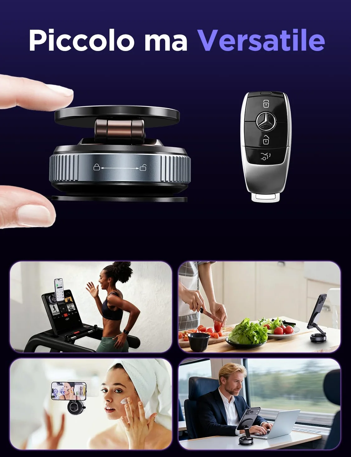 MSXTTLY Supporto Telefono Auto, Vmag-S2 2026 Supporto Magnetico a Vuoto, Forte Aspirazione, Rotazione 360°, Compatibile con iPhone 17-12 Pro MAX e Android Nero