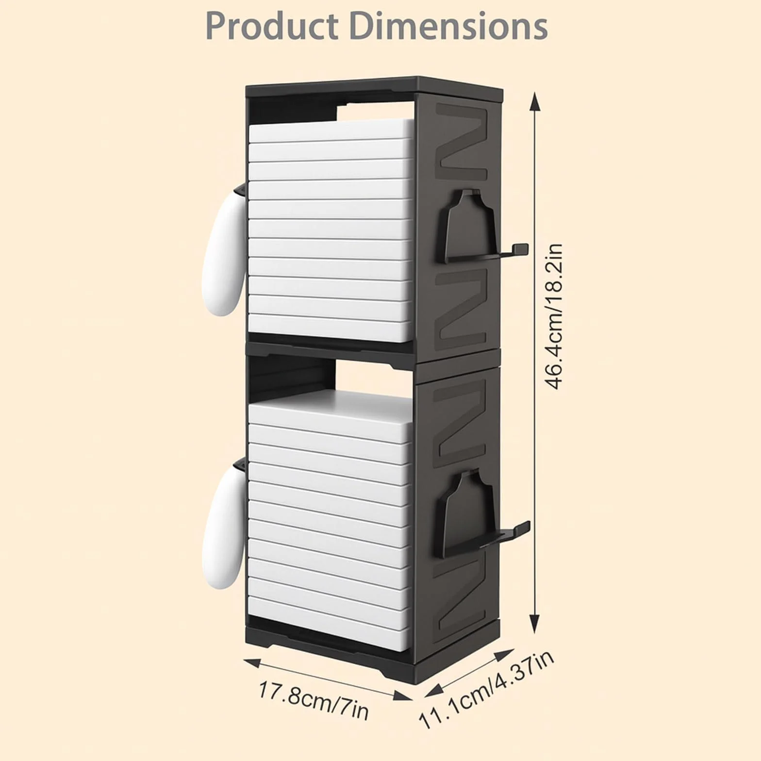 Supporto a torre di archiviazione per giochi per PS5, PS4, Xbox Series X/S, Xbox One, Switch e dischi Blu-Ray - Rack organizer per 24 dischi con controller e ganci per cuffie, salvaspazio