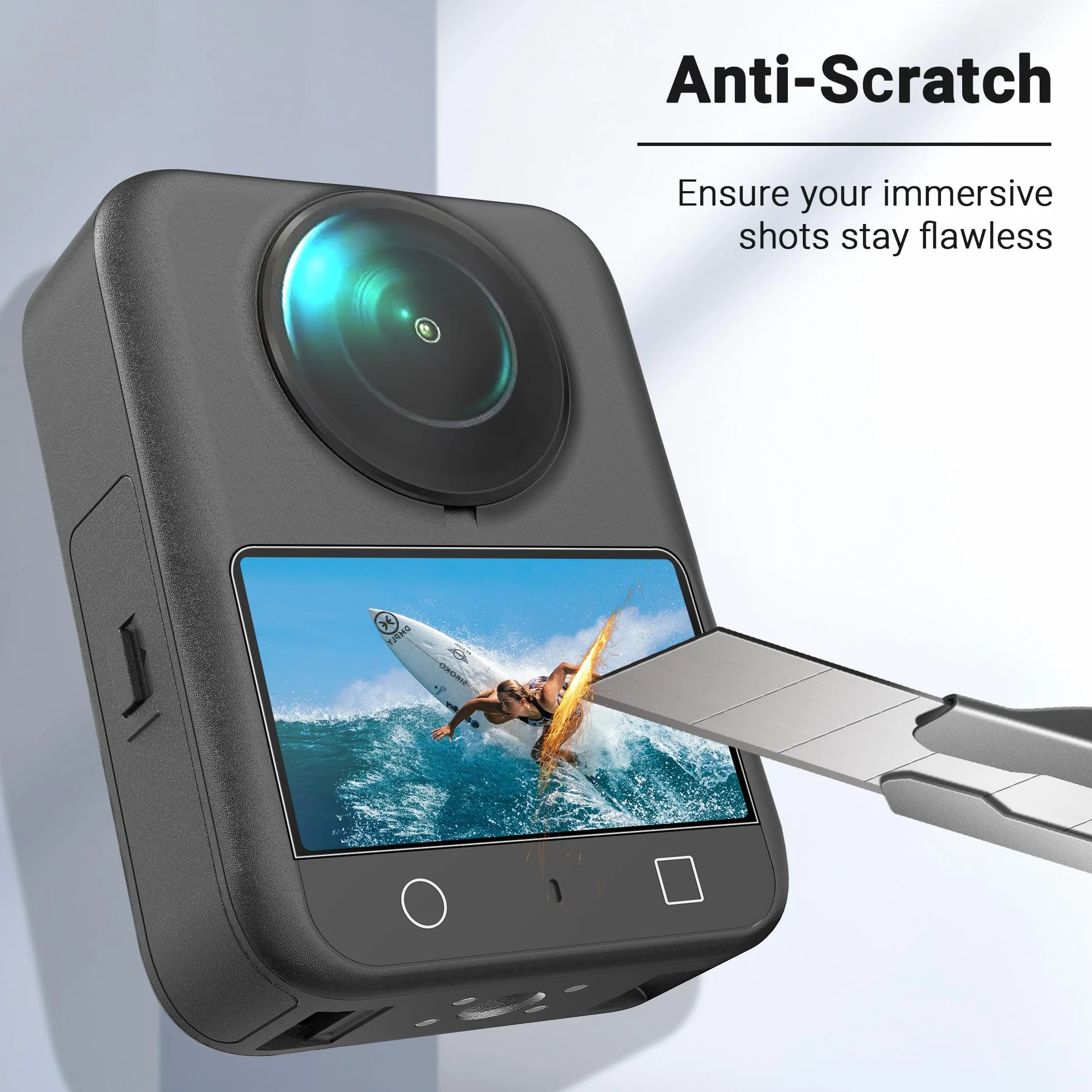 CYNOVA OSMO 360 - Pellicola protettiva per display per DJI OSMO 360, con kit di calibrazione per auto, in vetro temperato durezza 9H, per protezione DJI OSMO 360, OSMO 360, set di accessori (2 pezzi)