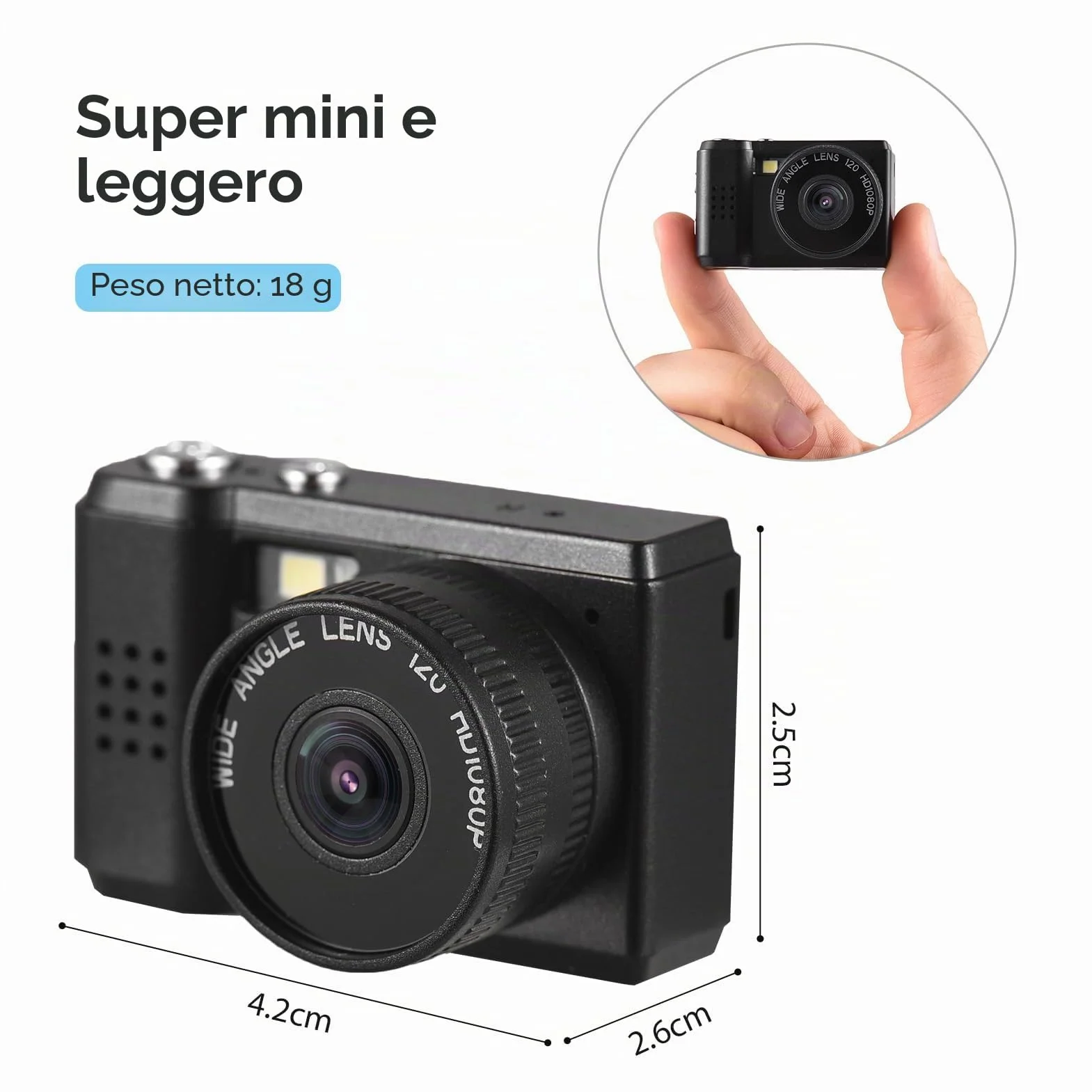 Andoer Mini Fotocamera Digitale, 1080P, Compatta, Con Schermo LCD, Rosa/Nero, Per Bambini, Adolescenti, Anziani, Principianti