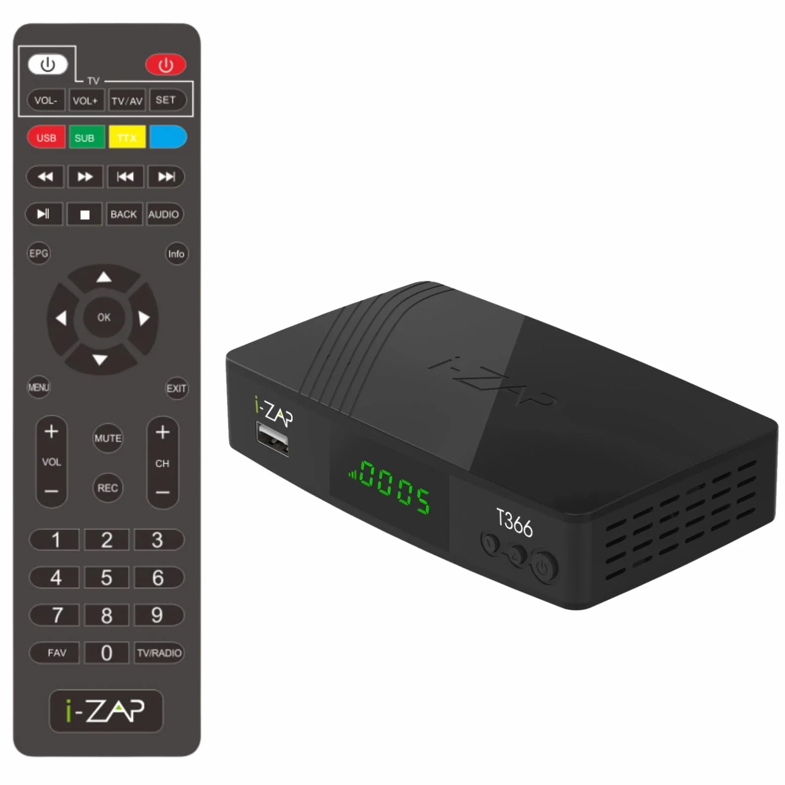i-ZAP T366 Decoder Digitale Terrestre DVB-T2 HDMI SCART USB ETHERNET