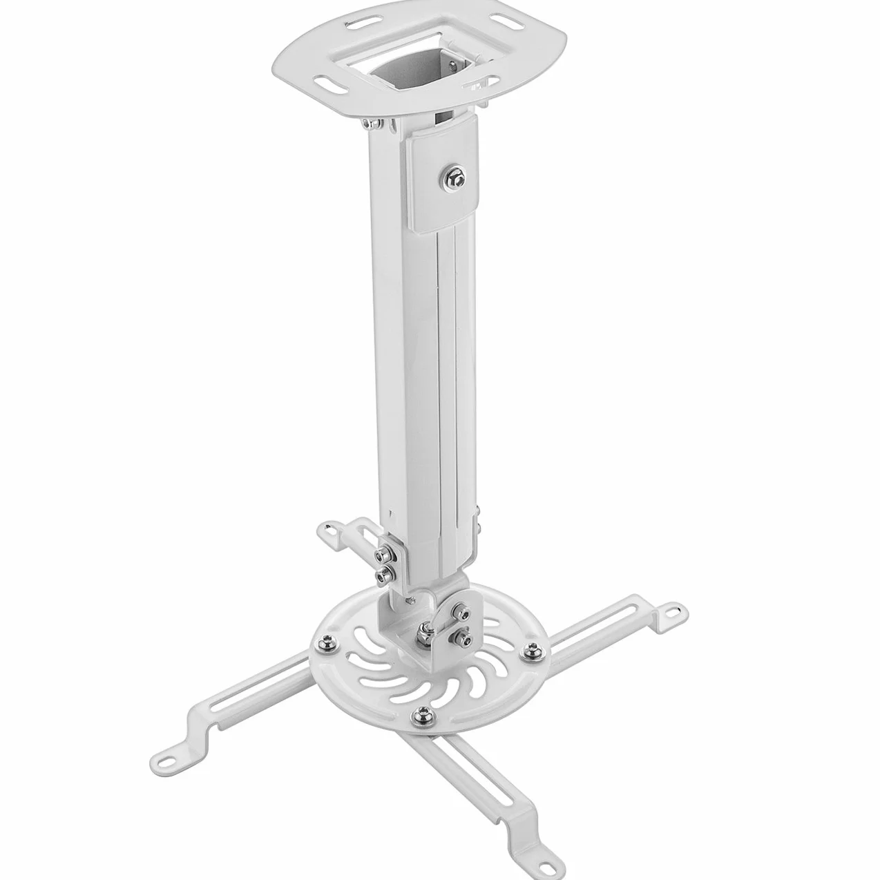 deleyCON Supporto Universale per Proiettore Montaggio a Soffitto +-15° Inclinabile - Ruotabile di 360° - Fino a 13,5 Kg - Altezza Regolabile 380 mm - 580 mm - Gestione dei Cavi - Bianco
