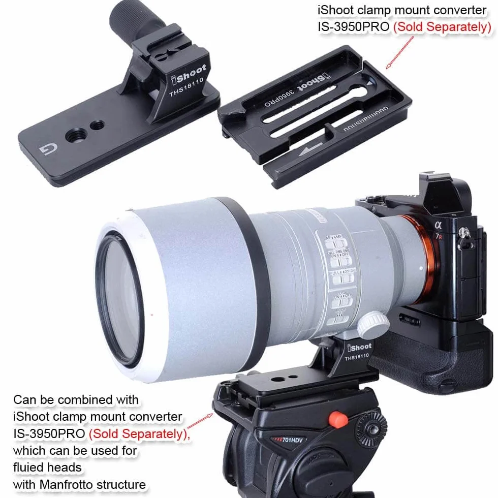 iShoot Base Anello di montaggio per treppiede piede Collare per obiettivo Supporto Arca Piastra compatibile con Sony FE 100-400mm f/4.5-5.6 GM OSS, 70-200mm f/2.8 GM OSS & II, 18-110mm f/4 G OSS PZ