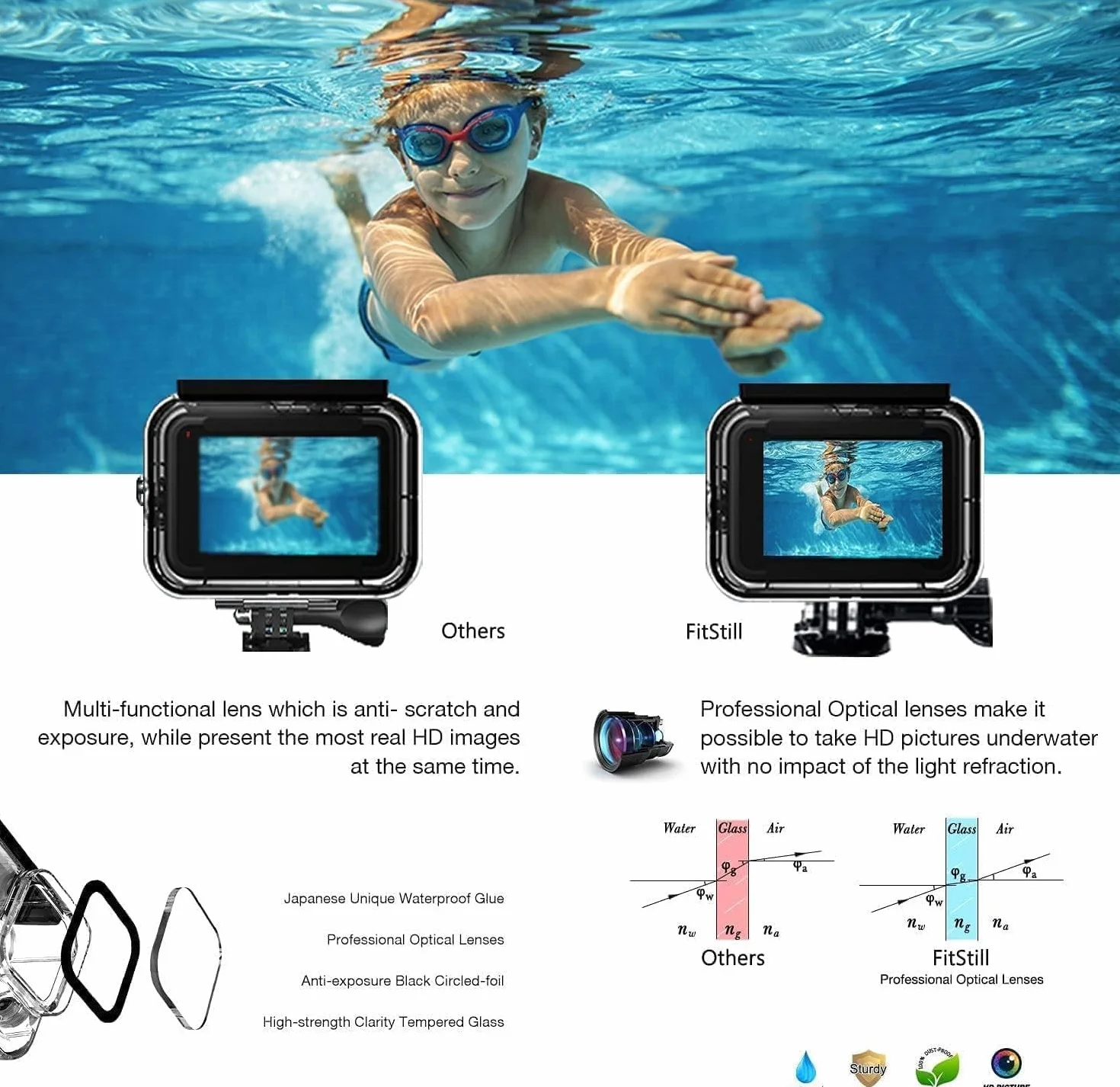 GoPro replacement Dive custodia impermeabile per HERO4, Hero3 + e Hero3