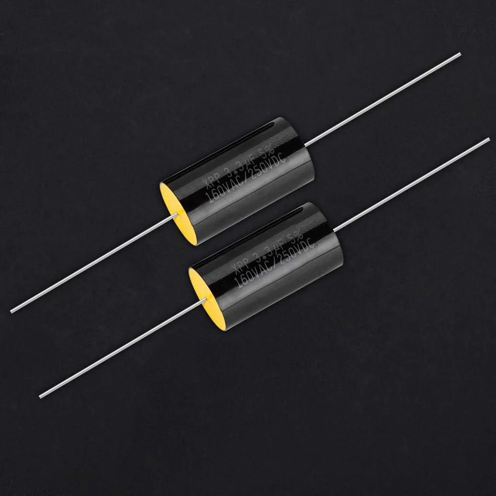 2Pezzi Resistori Elettronici per Film Metallici, Condensatori Elettrolitici 1uF/2.2uF/3.3uF audio HIFI Divisore Crossover con Perno filo di rame puro per auto treble (3.3uF)