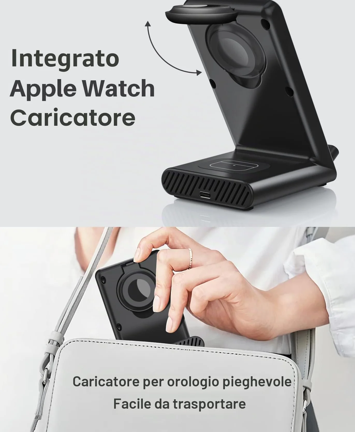 Caricatore wireless 3 in 1, Supporto di Ricarica per iPhone 17 16 Pro Max/17 Air/16e/15 14 13 12 11 Serie/XS/8, Stazione di Ricarica Wireless per Apple Watch Ultra 11 10 9 8 7 6 SE 5 4, Air Pods Pro 3