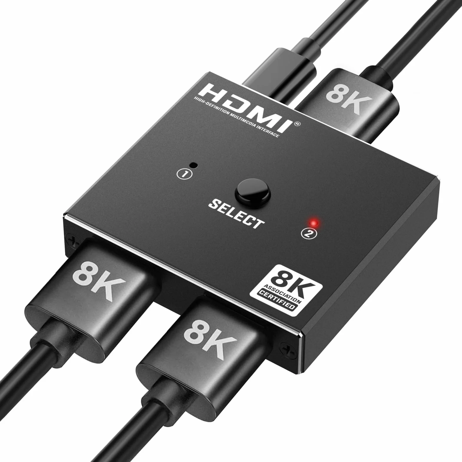 Switch HDMI 2.1 Splitter 8K@60Hz 4K@120Hz, Alluminio Bidirezionale HDMI Switch 2 in 1 Out/1 in 2 Out, Hdmi 2.1 Switcher Distributore supporta 48Gbps 3D HDCP 2.3 per PS5/4 Fire Stick/Xbox/HDTV