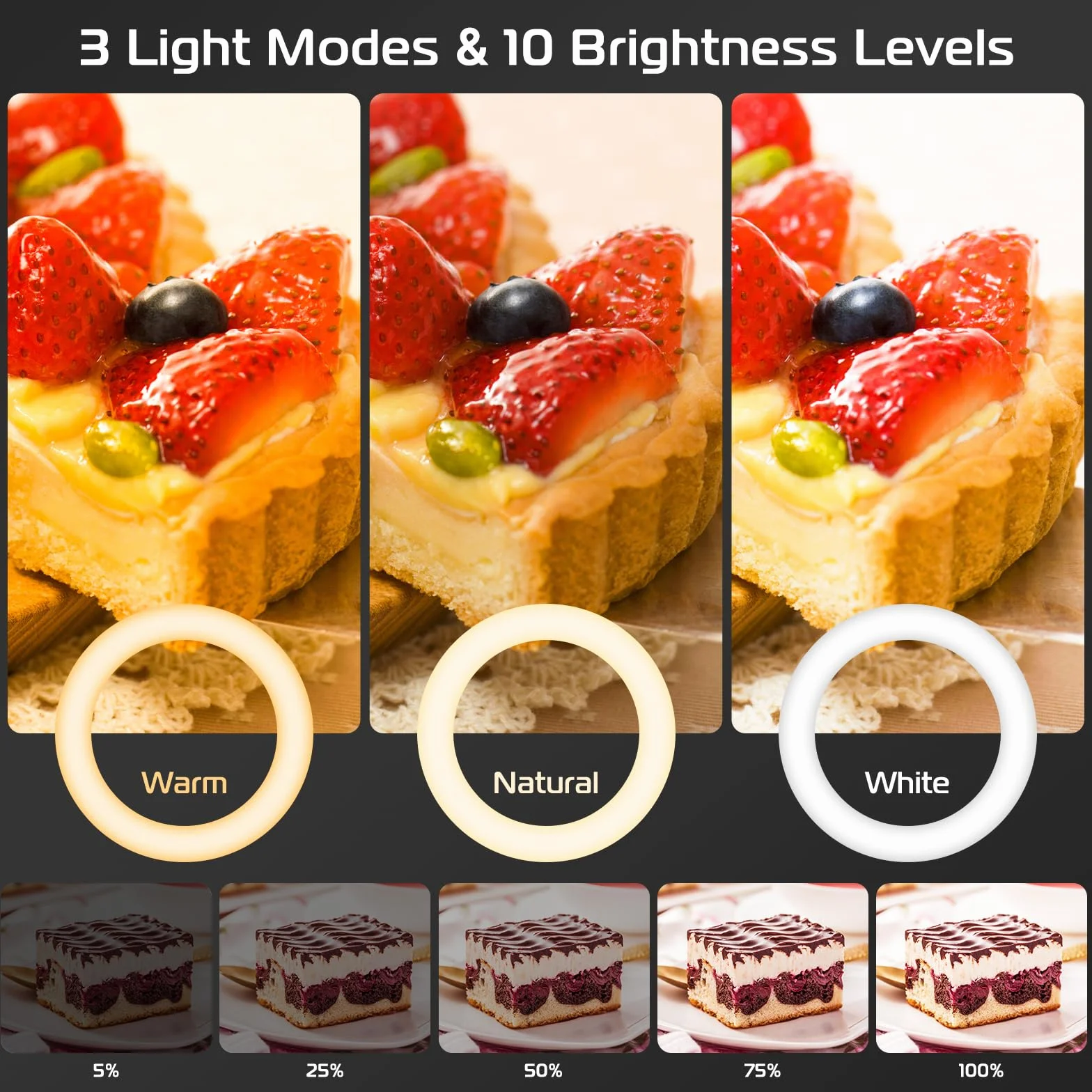 Supporto per telefono ULANZI TH03 per registrazione, con luce ad anello, regolabile, supporto da scrivania per iPhone, supporto da scrivania per YouTube Starter Live Stream Cooking Painting Nail