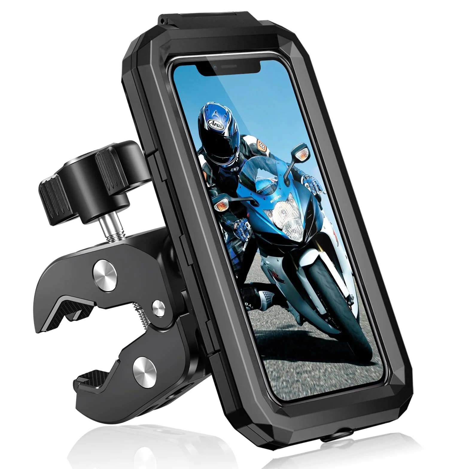 Porta Cellulare Moto Impermeabile Universale Supporto Telefono Bici con Rotazione a 360° per Smartphone 5.5"-7.0"