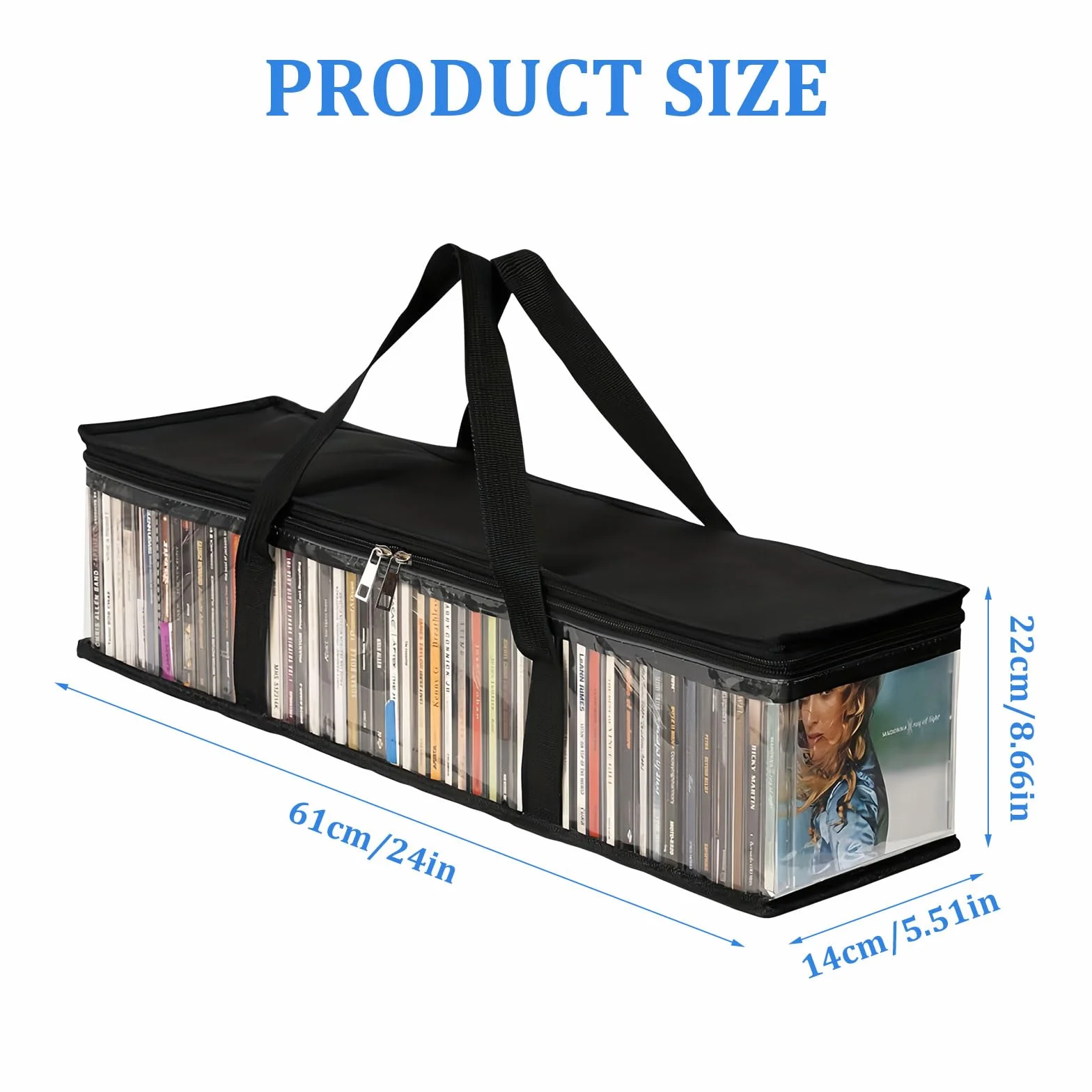 Borse Portatile per DVD, borsa di Archiviazione Trasparente per CD, Custodia Impermeabile con Manici di Grande Capacità (4)