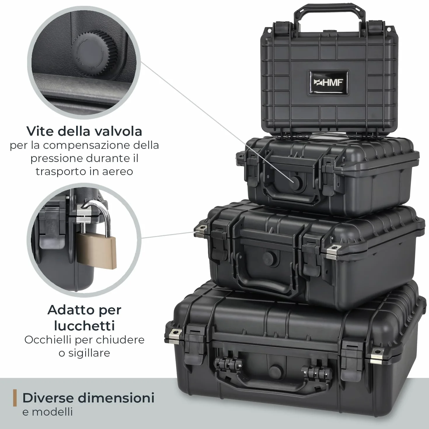 HMF Valigetta Fotografica Outdoor Custodia Rigida 27 x 24,5 x 13 cm