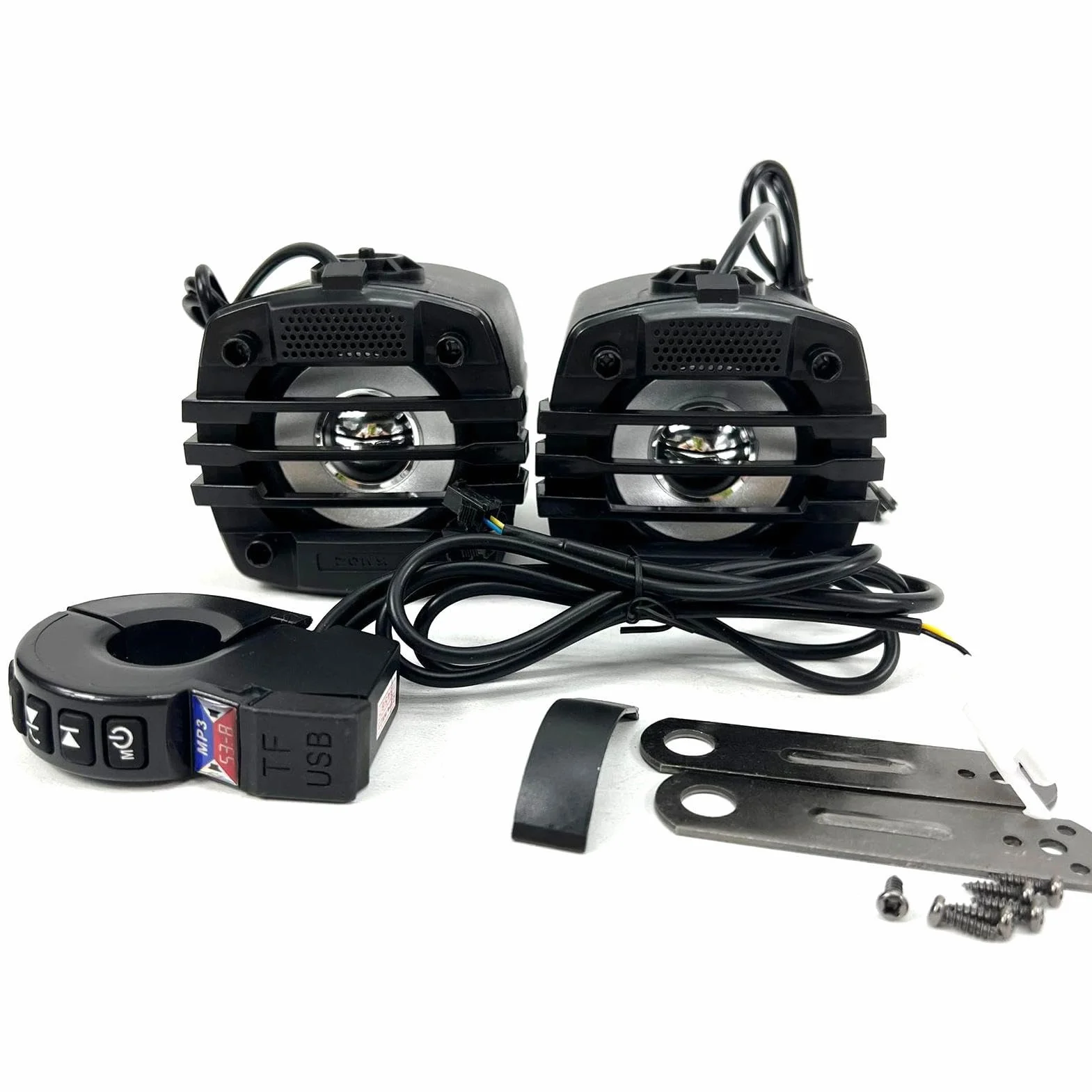 stereo per moto, altoparlanti da manubrio con suoni Hi-Fi, amplificatore audio nero con struttura resistente alle intemperie, kit audio per donne e uomini, accessorio di intrattenimento per