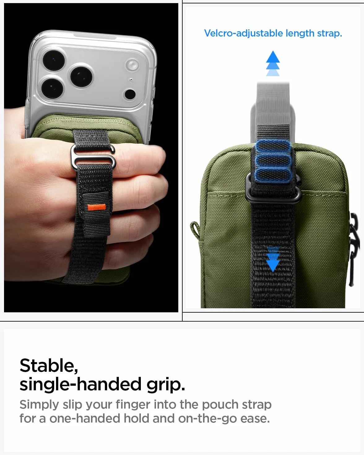 Spigen TinTap Zip MagFit Portafoglio MagSafe con Mini Pochette Blocco RFID Wallet Magnetico Portacarte Compatibile con iPhone 17/16-12, AirPods Pro 3-1 e AirPods 4-1, Accessori MagSafe - Verde Oliva
