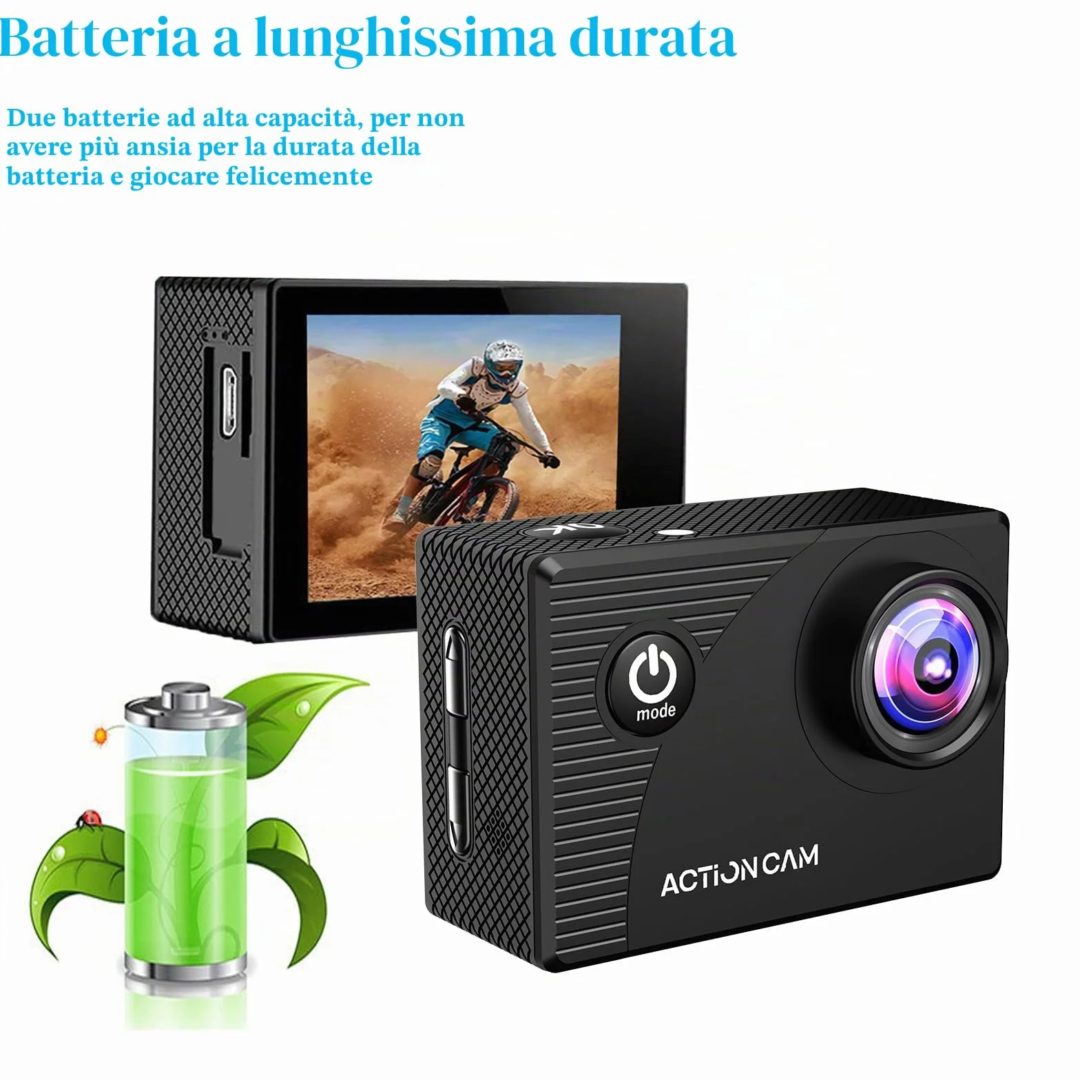 Xilecam Action Cam 1080P con scheda da 32 GB Telecamera Moto, Macchina Fotografica Subacquea impermeabile 40M, Fotocamera Subacquea con 2 x Batterie Ricaricabili e Kit Accessori（X8000Pro）