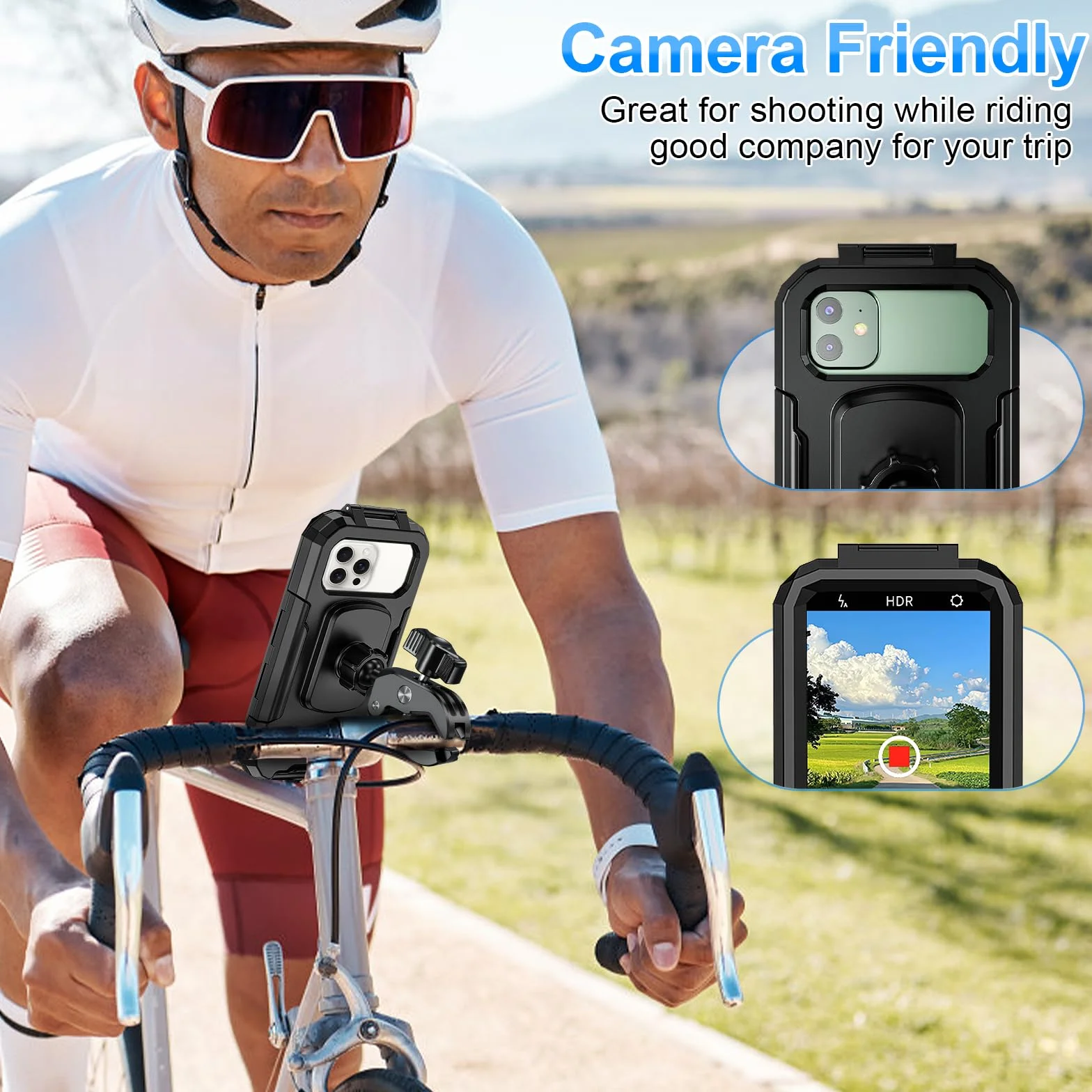 Porta Cellulare Moto Impermeabile Universale Supporto Telefono Bici con Rotazione a 360° per Smartphone 5.5"-7.0"