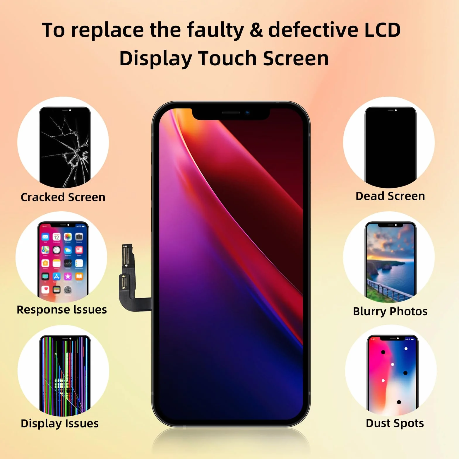 DTD Schermo per iPhone 12/iPhone 12 PRO LCD 6.1" Schermo sostitutivo FHD 3D Touch Screen Digitizer Telaio di Montaggio e Kit di Riparazione