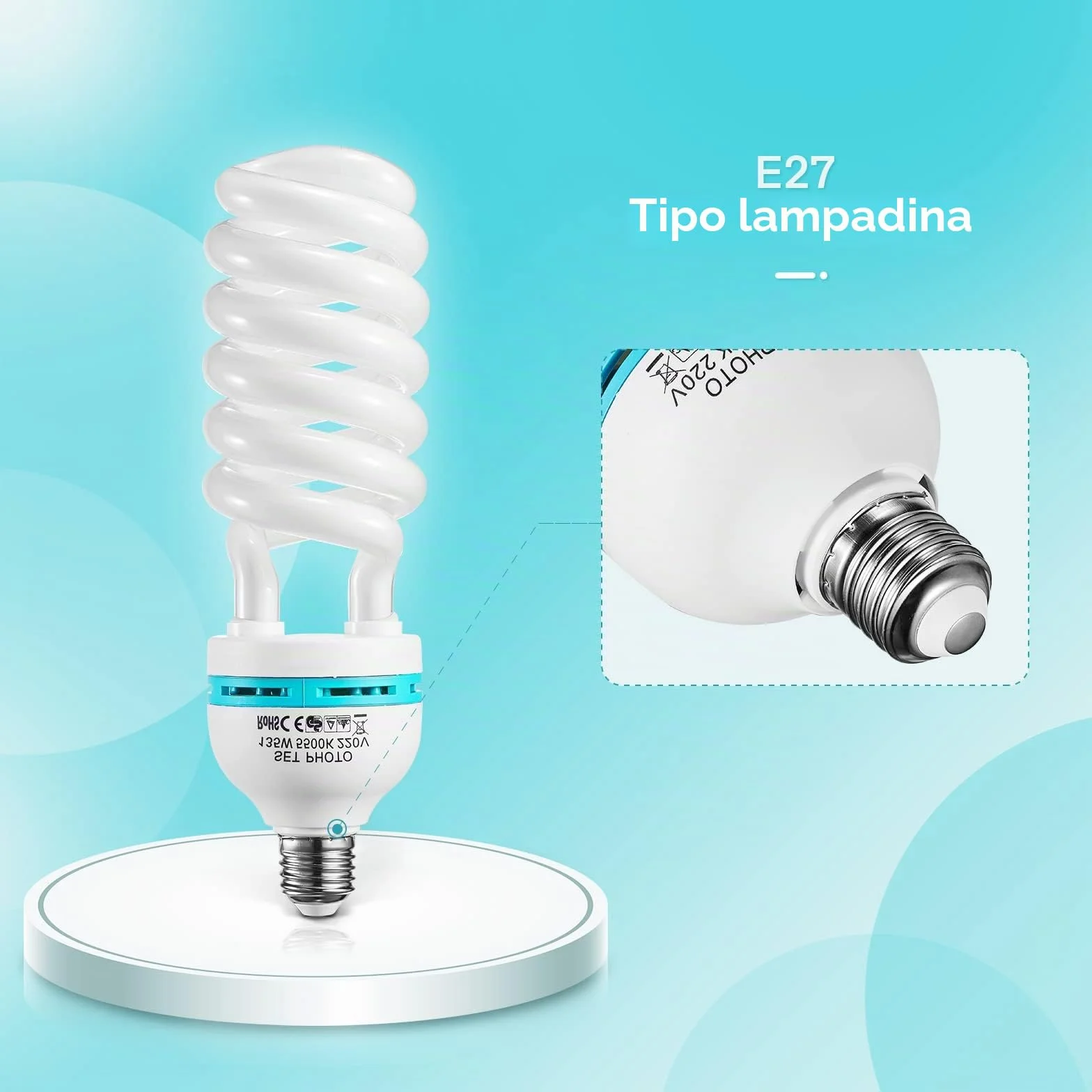 TLGREEN 2 x 135 W Softbox Lampada Foto Luce, E27 220V Luce per Fotografia, Lampada a Risparmio Energetico a Luce Fredda per Fotografia, Video, Studio, Studio Fotografico