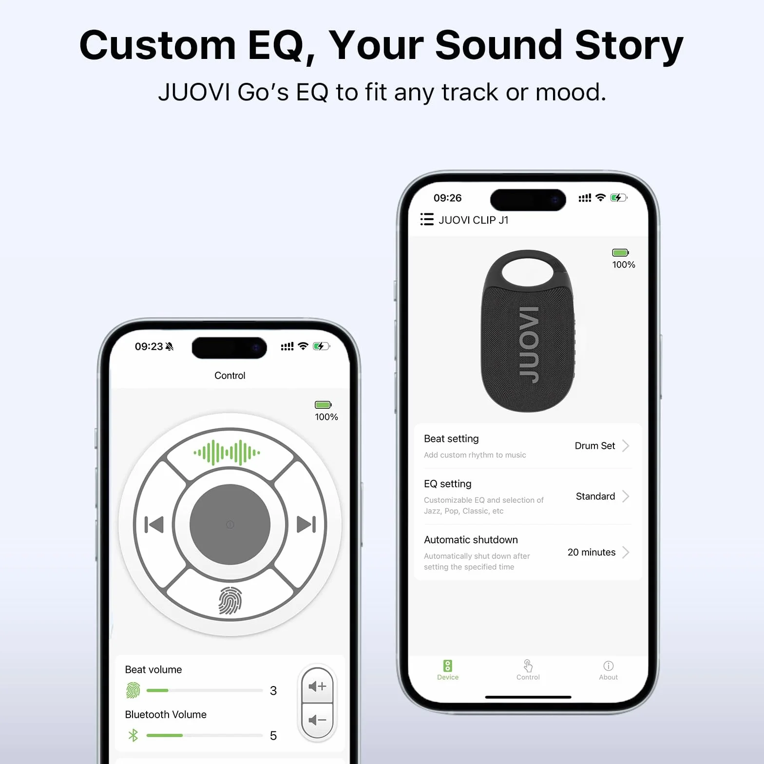 JUOVI Cassa Bluetooth Portatile, Audio Stereo, 24 Ore di Autonomia, Volume Alto, Bluetooth 5.3, IP68 Waterproof, Built-in Carabiner, per Spiaggia, Camera ed Esterno(Blu)