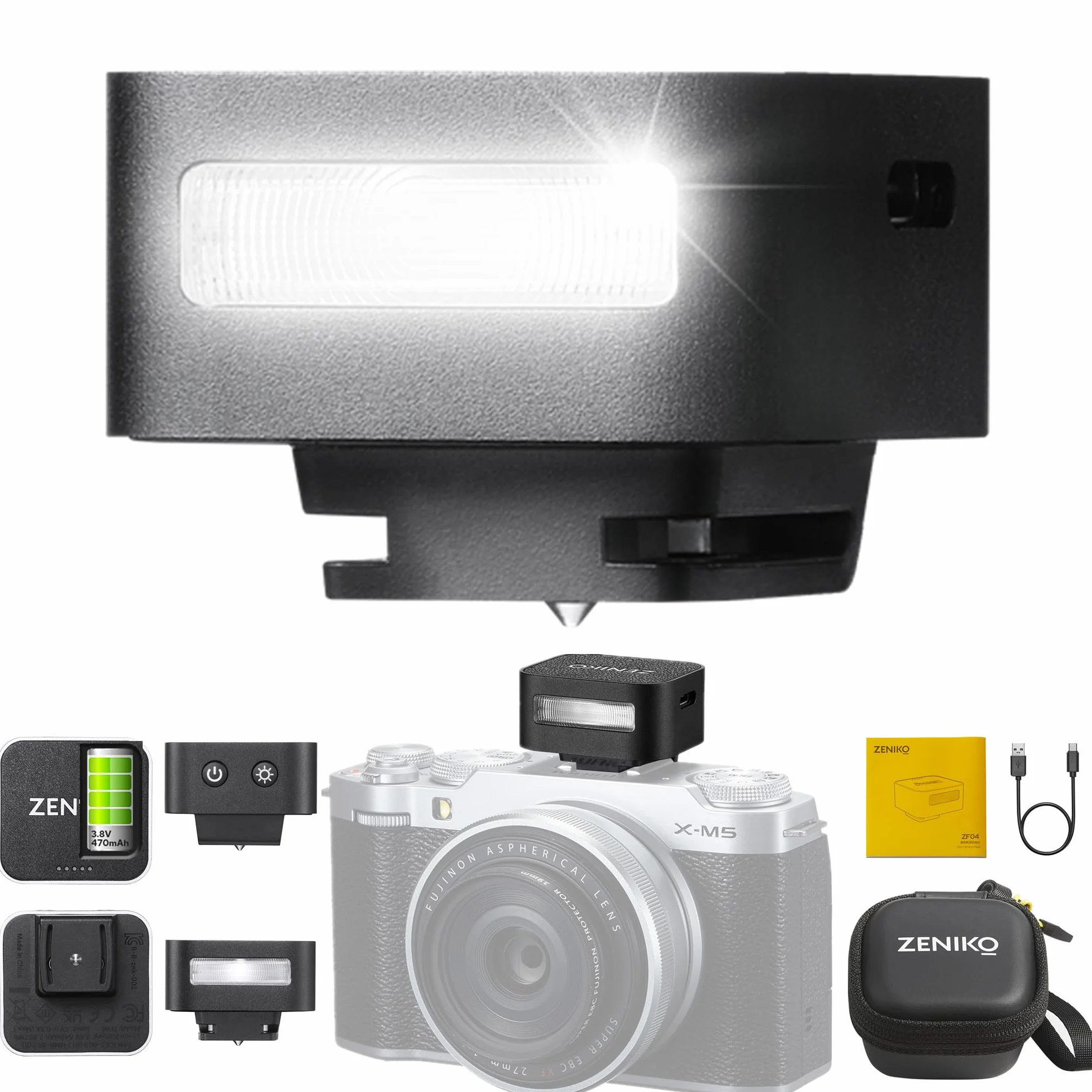 Zeniko ZF08 Flash per Fotocamera GN16 CCT 6500K Supporto Hot Shoe Universale Riciclaggio Veloce 3S