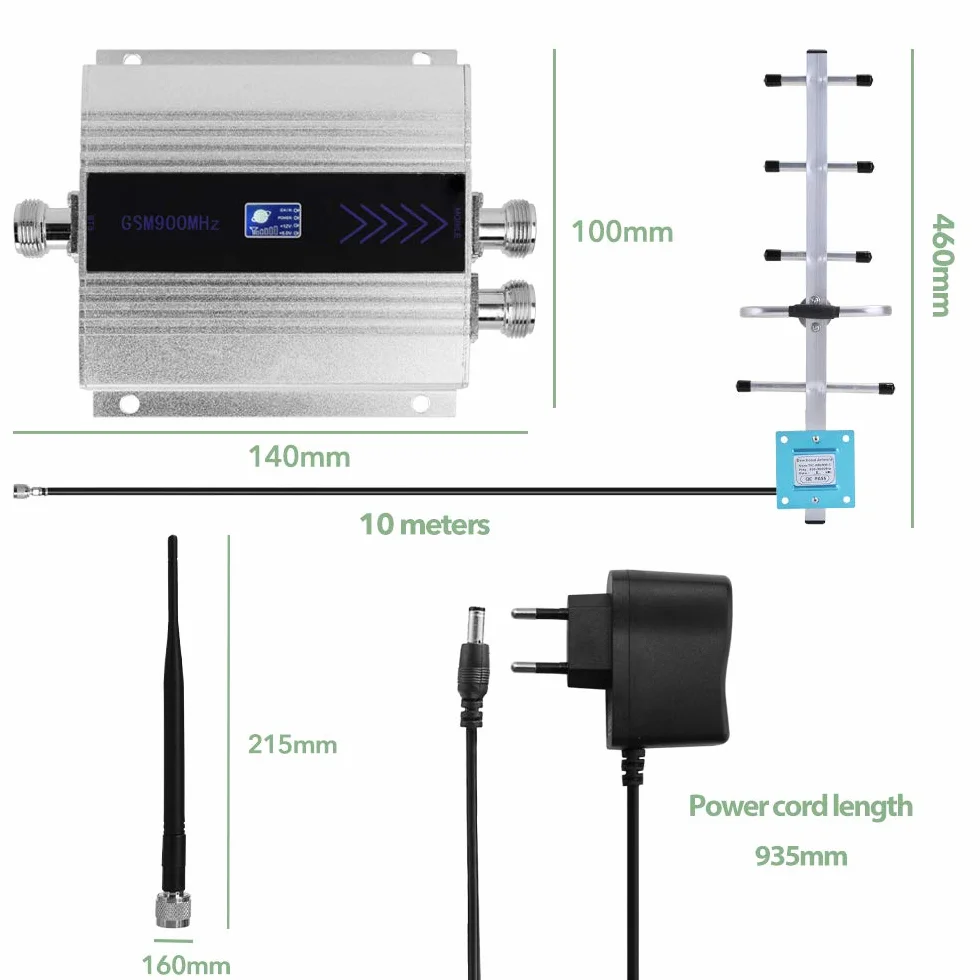 Amplificatore del segnale ripetitore del segnale del telefono cellulare ripetitore del telefono cellulare LCD GSM900MHz a doppia estremità con antenna Yagi