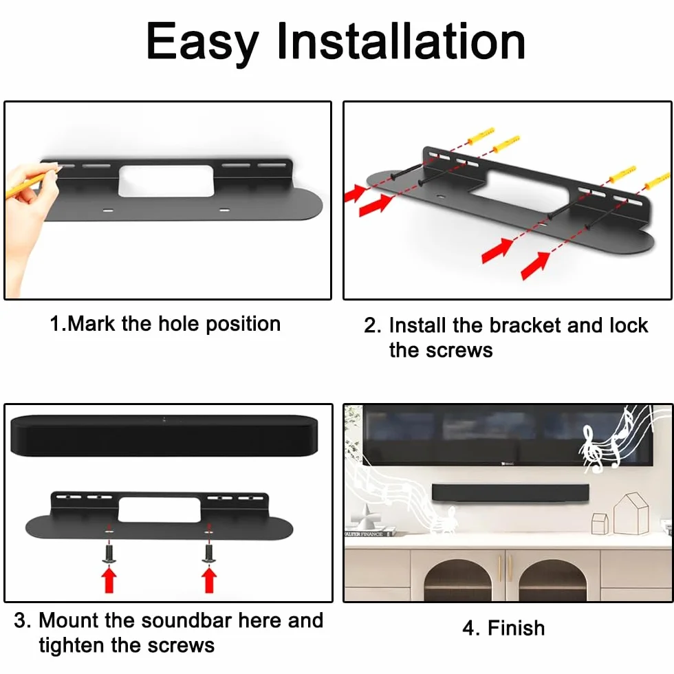 TopHomer Supporto soundbar Sonos Beam staffa compatibile Gen 1 Gen 2 bianco