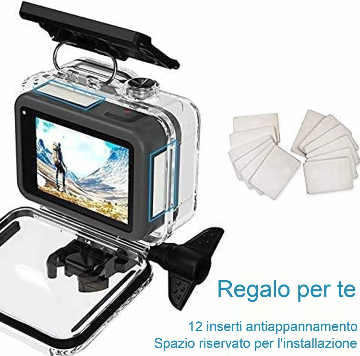 FitStill Custodia impermeabile 60M/196FT per Go Pro Hero 13/Hero 12/Hero 11/Hero 10/Hero 9 Black, custodia protettiva subacquea con accessori per fotocamera Go Pro Hero 13/12/11/10/9 Action camera