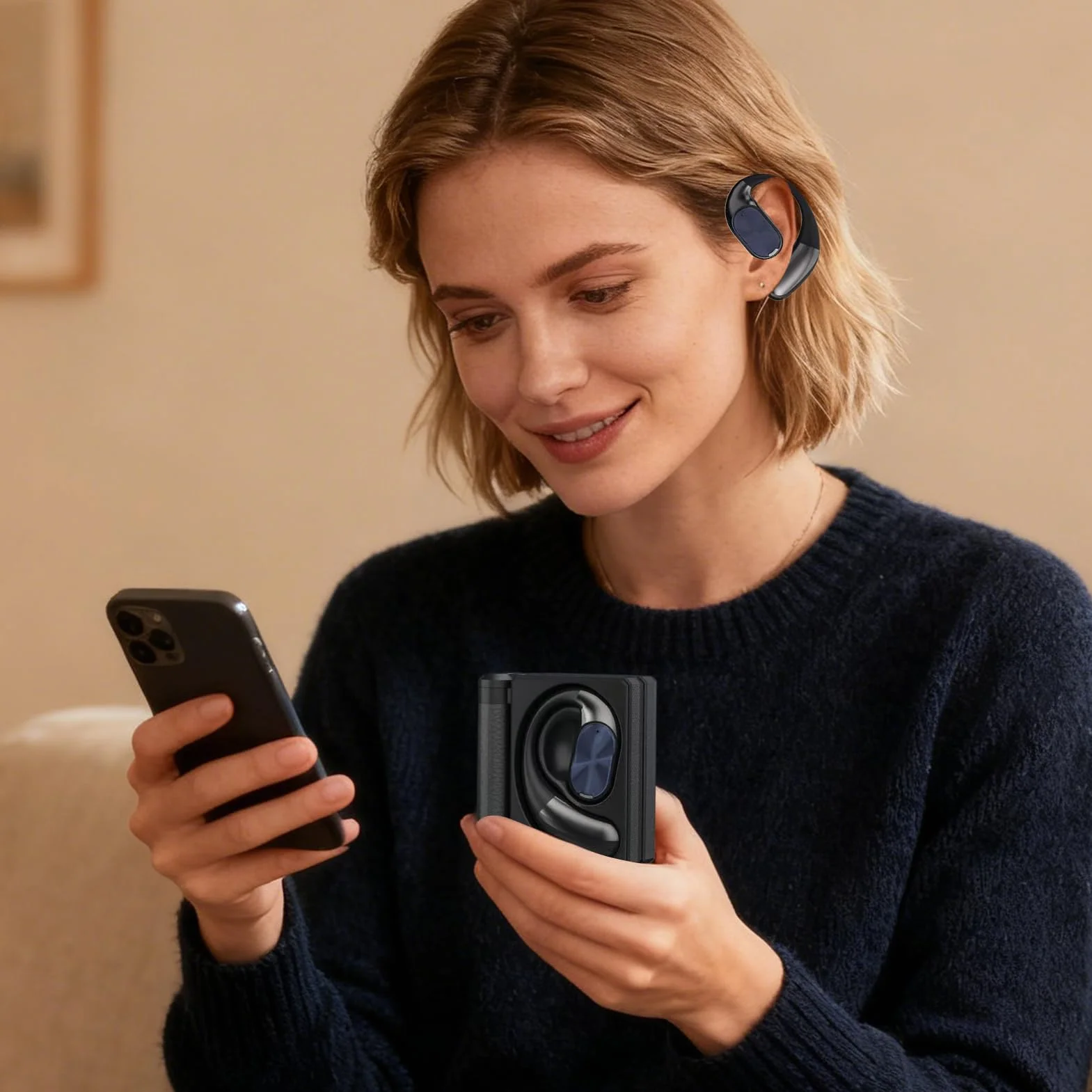 Auricolari wireless da 0,559 pollici, con funzione di cancellazione del rumore, audio sportivo con struttura a prova di sudore, design sicuro, accessorio per cuffie per corsa e palestra