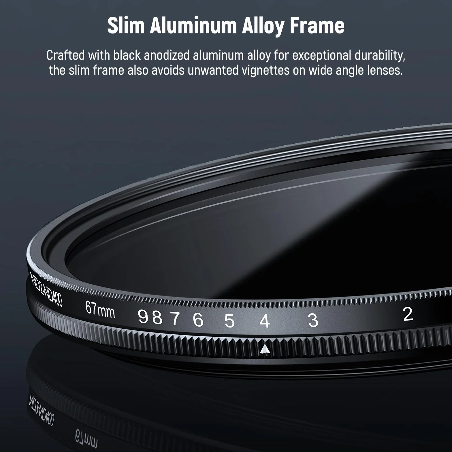 NEEWER BASICS Filtro ND Variabile da 67mm, Filtro ND2-400 a Densità Neutra Variabile Ruotabile con Riduzione della Luce 1-9 Stop con Rivestimento Anti Impronta, Telaio Sottile per Obiettivo Fotocamera