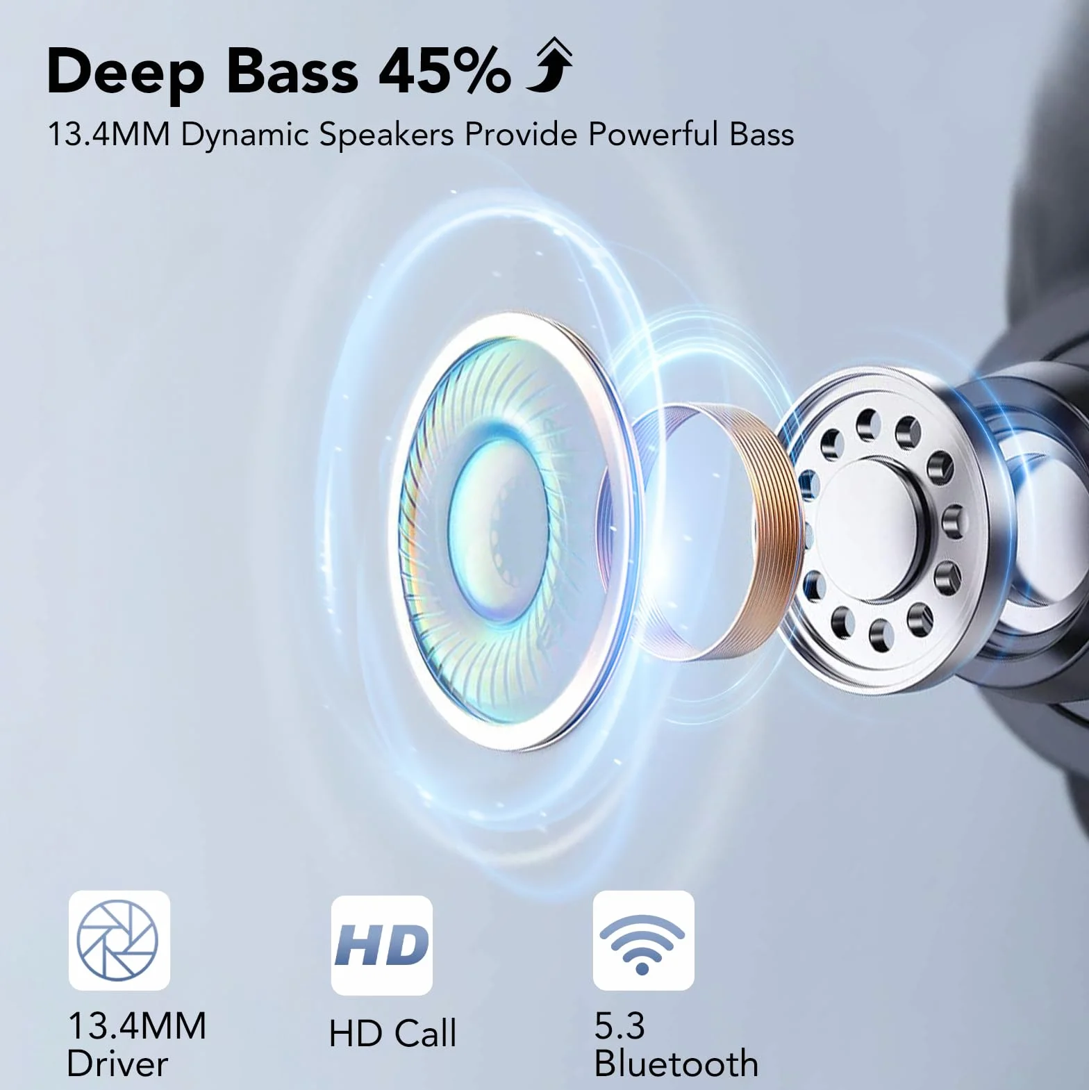 Auricolari Bluetooth V5.3, Auricolare Bluetooth Singolo con HD CVC8.0, Auricolare con 110 Ore, 4 Mics Cuffie Bluetooth Singolo con Funzione di Riduzione del Rumore, IPX7 Impermeabile/Guida/Lavoro/Nero