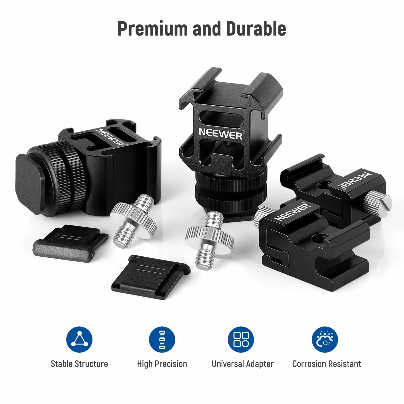 NEEWER 8Pz Kit Adattatori Per Attacco A Hotshoe, Supporti Tripli A Coldshoe, 1/4" Vite, Staffa Per Supporto Flash e Copertura Per Coldshoe Per Fotocamere DSLR,Luce LED,Microfono,Cavalletti, Monitor
