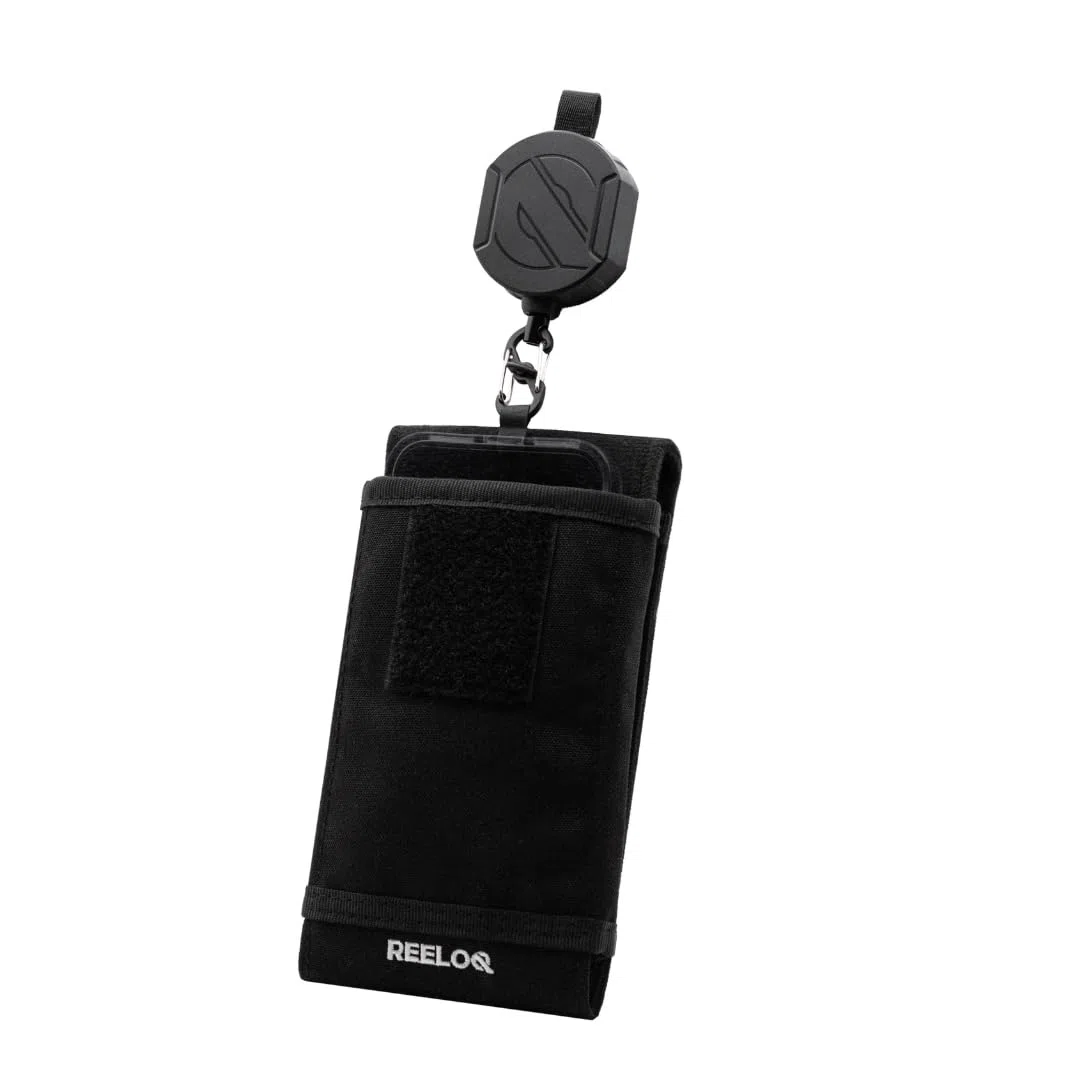 REELOQ PRO Smartphone Protezione, incl. tasca per zaino e cavo di sicurezza avvolgibile per cellulare, Nero , 9 cm x 16 cm