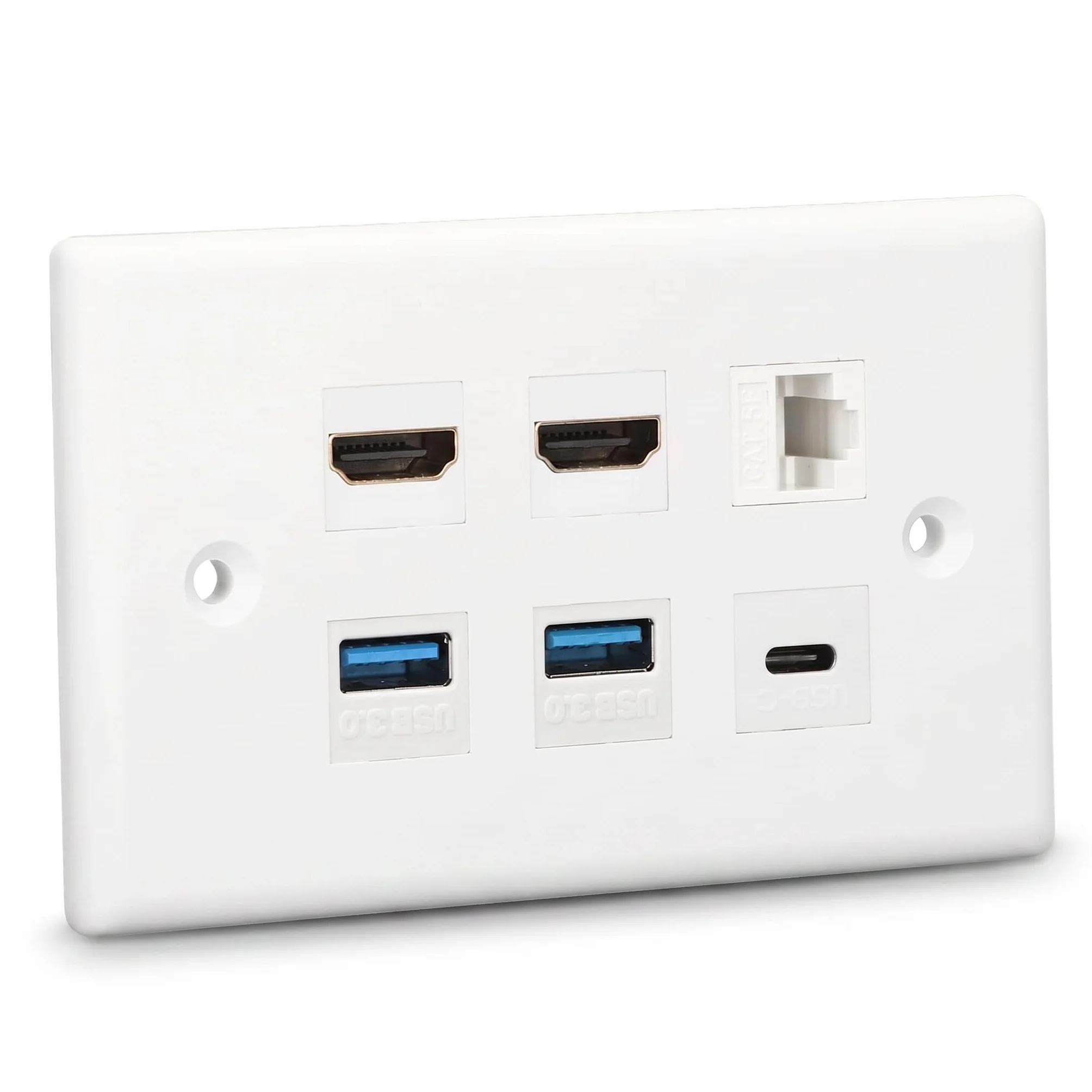 Bewinner Piastra da Parete 6 Porte 2xHDMI 2xUSB3.0 1xType C 1xRJ45 Cat6 Ethenret per Proiettore TV