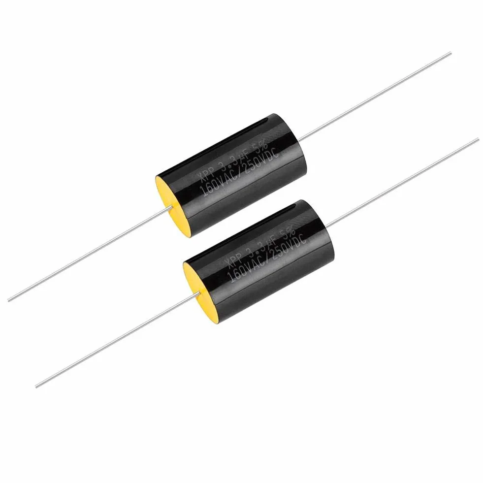 2Pezzi Resistori Elettronici per Film Metallici, Condensatori Elettrolitici 1uF/2.2uF/3.3uF audio HIFI Divisore Crossover con Perno filo di rame puro per auto treble (3.3uF)