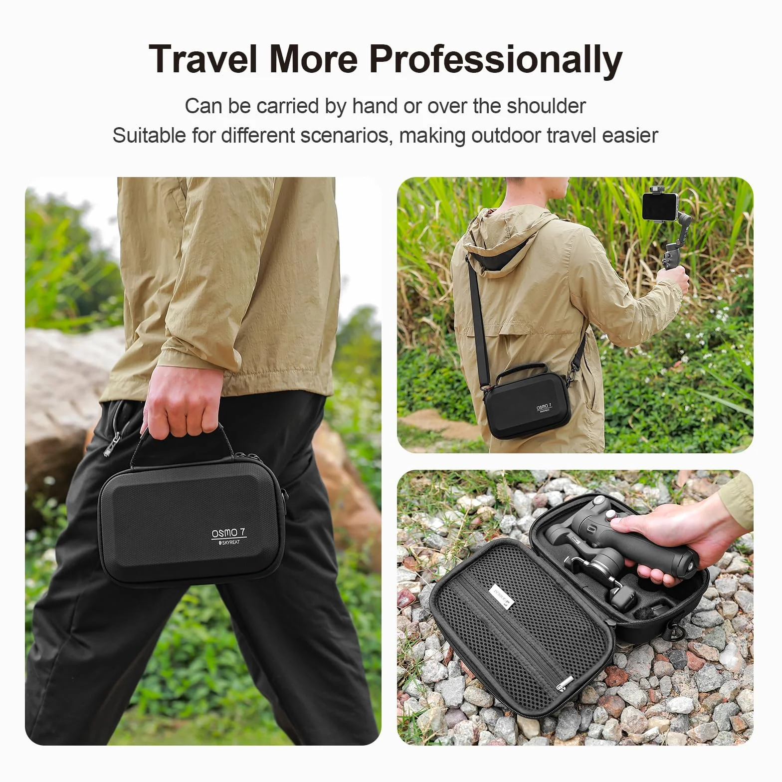 SKYREAT Osmo Mobile 8/7/7P, custodia portatile in pelle PU, borsa da viaggio per DJI OSMO Mobile 8/7/7P Vlog Combo Gimbal Stabilizzatore Accessori