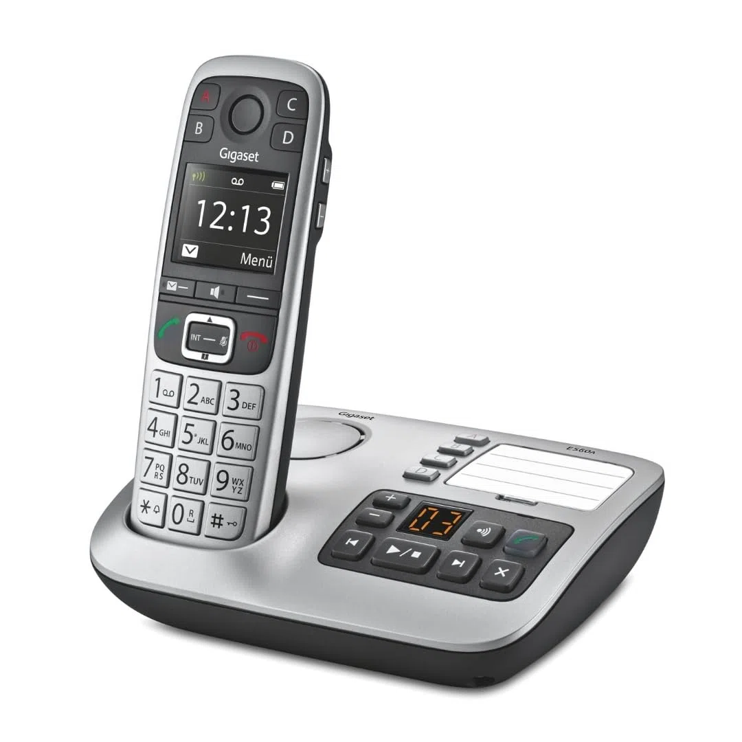 Gigaset E560A - Telefono Cordless DECT con Segreteria, Tasti Grandi, Numeri sul Display Grandi, Tastiera Illuminata, Suonerie e Audio Potenziato, Tasto SOS, Grigio [Versione Italiana]