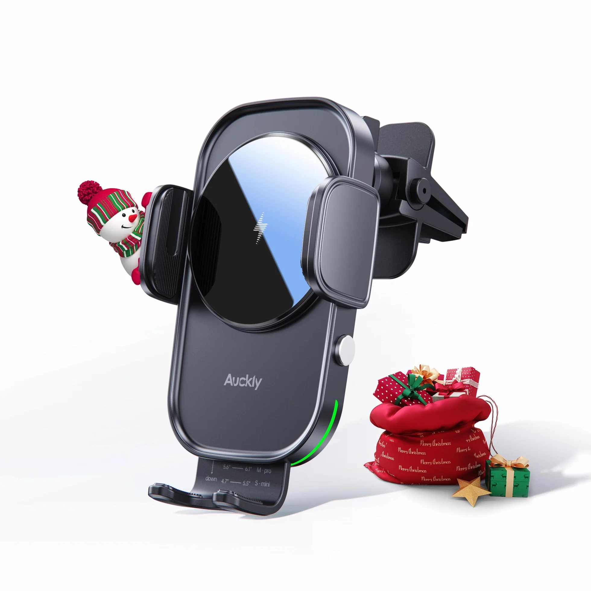 Auckly Qi 15W Caricatore Wireless Auto,Auto-Bloccaggio Supporto Telefono Auto, Ricarica Wireless Auto per iPhone 13/14/12 Pro Max Mini Plus 11/Pro/Xs,Supporto Smartphone per Galaxy S22/S20/S9 e Altri