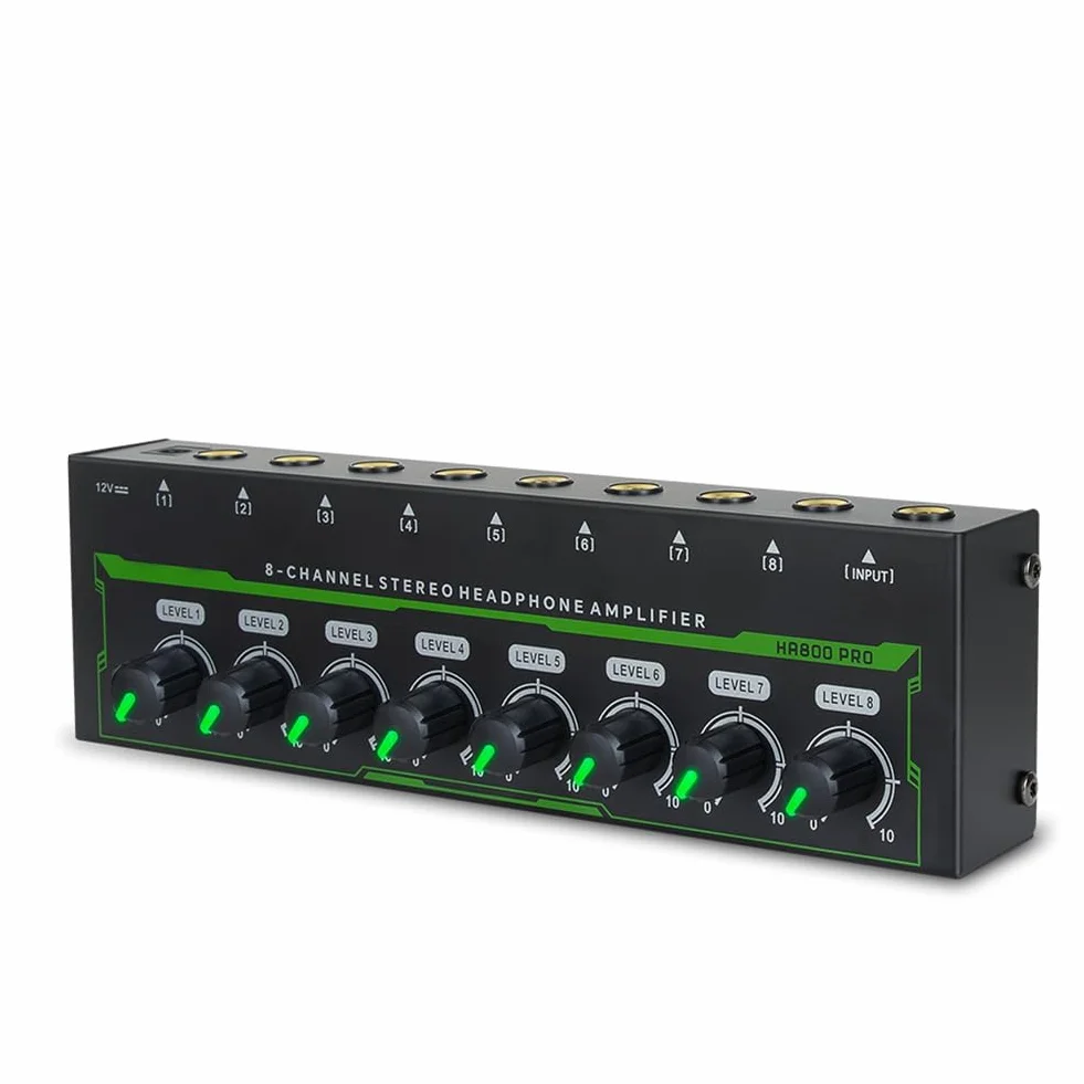 HA800 Pro 8 Canali Amplificatore per Cuffie Stereo RGB per Mixer Musicale Registrazione