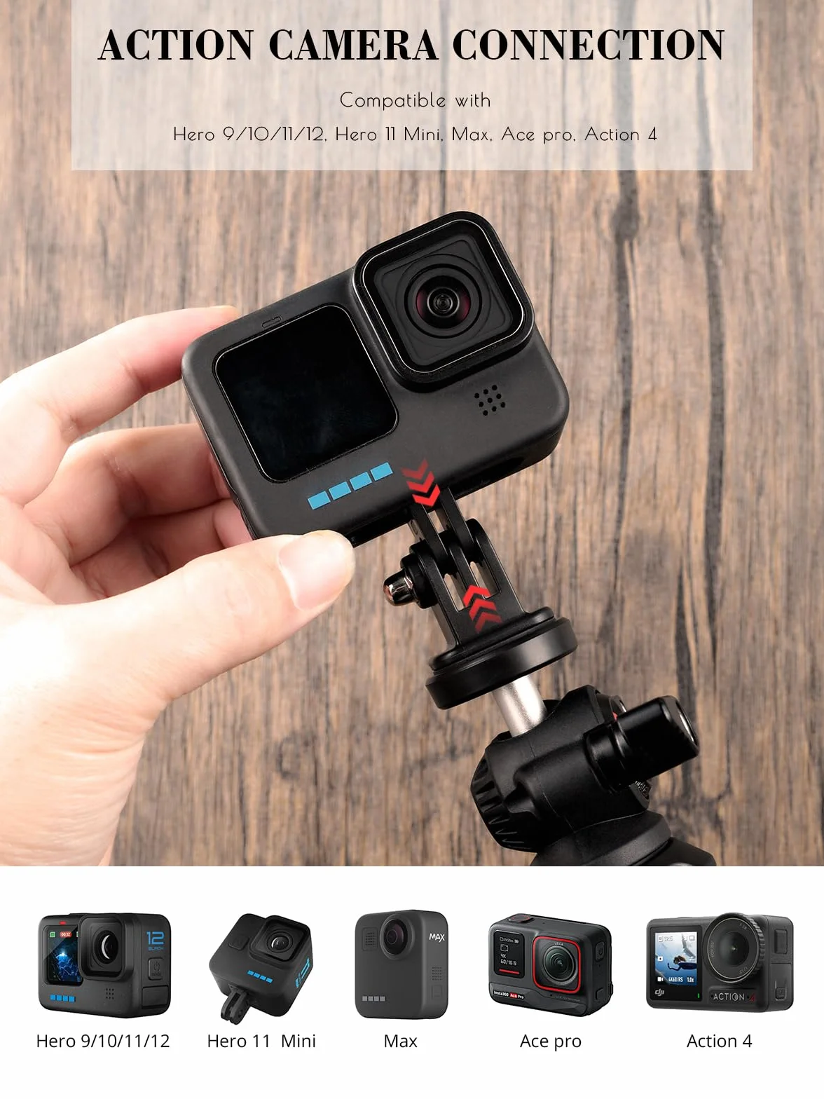 Lammcou Treppiede Actiocam, Flessibile Octopus Gorrila Pod e Staffa Compatibile con Hero Hero 13 12 11 10 9 X3 Go3 Bendy Tripod Accessorio per Video Vlogging